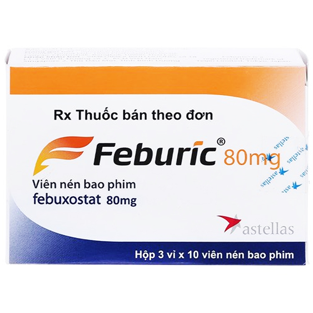 Hình ảnh Thuốc Feburic 80mg Astellas điều trị tăng acid uric huyết mạn tính (3 vỉ x 10 viên)
