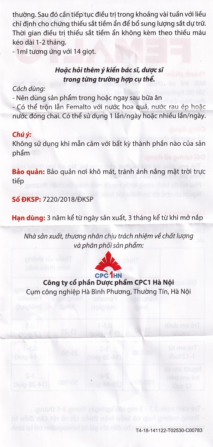 Hình ảnh Dung dịch uống Femalto 15ml Novocare bổ sung sắt do thiếu sắt