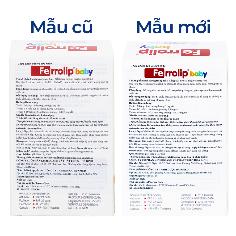 Hình ảnh  Dung dịch Ferrolip Baby InPharma SpA bổ sung sắt, giảm nguy cơ thiếu máu (30ml)