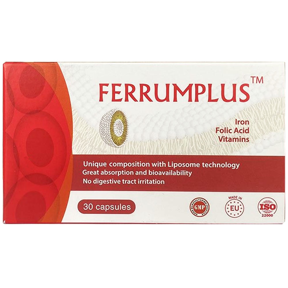 Hình ảnh Viên uống Ferrumplus PharmaLinea bổ sung sắt, acid folic và các vitamin (2 vỉ x 15 viên)