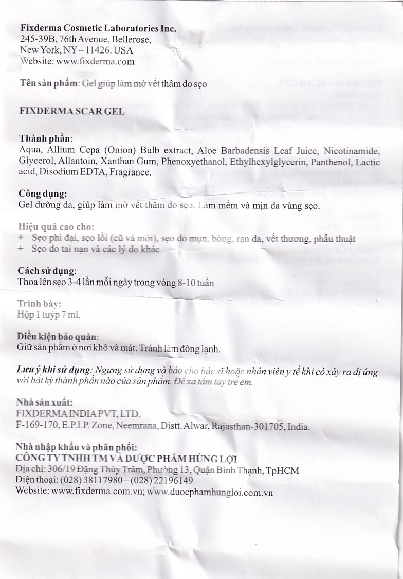 Hình ảnh Gel làm mờ sẹo Fixderma Scars 7ml do mụn, bỏng, rạn da, vết thương