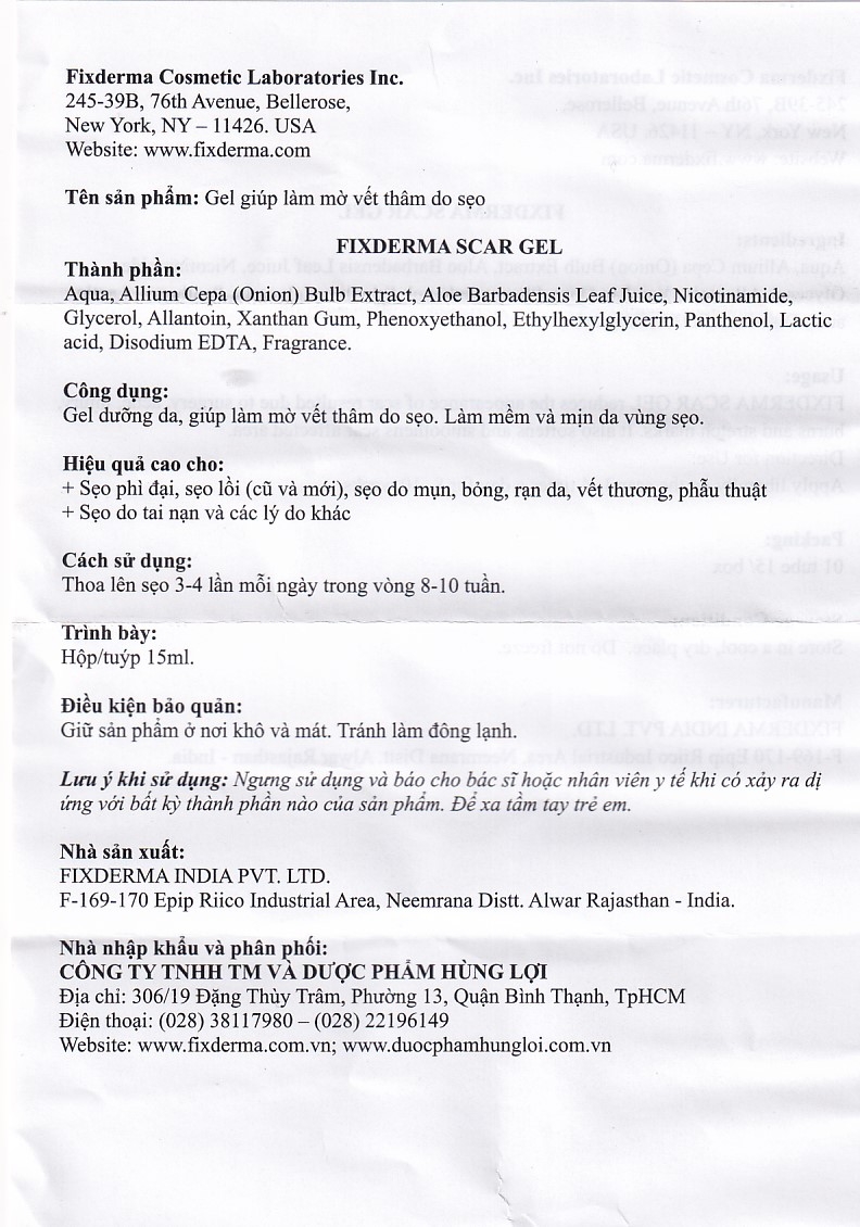 Hình ảnh Gel làm mờ sẹo Fixderma Scars gel do mụn, bỏng, rạn da, vết thương (15ml)