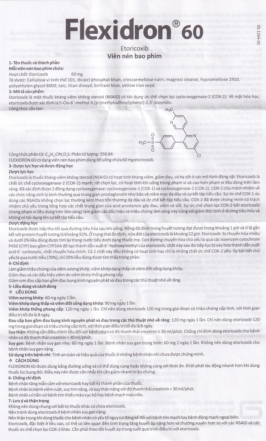 Hình ảnh Thuốc Flexidron 60 Abbott giảm triệu chứng viêm xương khớp, viêm khớp dạng thấp (3 vỉ x 10 viên)