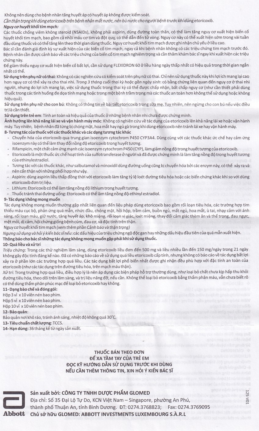 Hình ảnh Thuốc Flexidron 60 Abbott giảm triệu chứng viêm xương khớp, viêm khớp dạng thấp (3 vỉ x 10 viên)