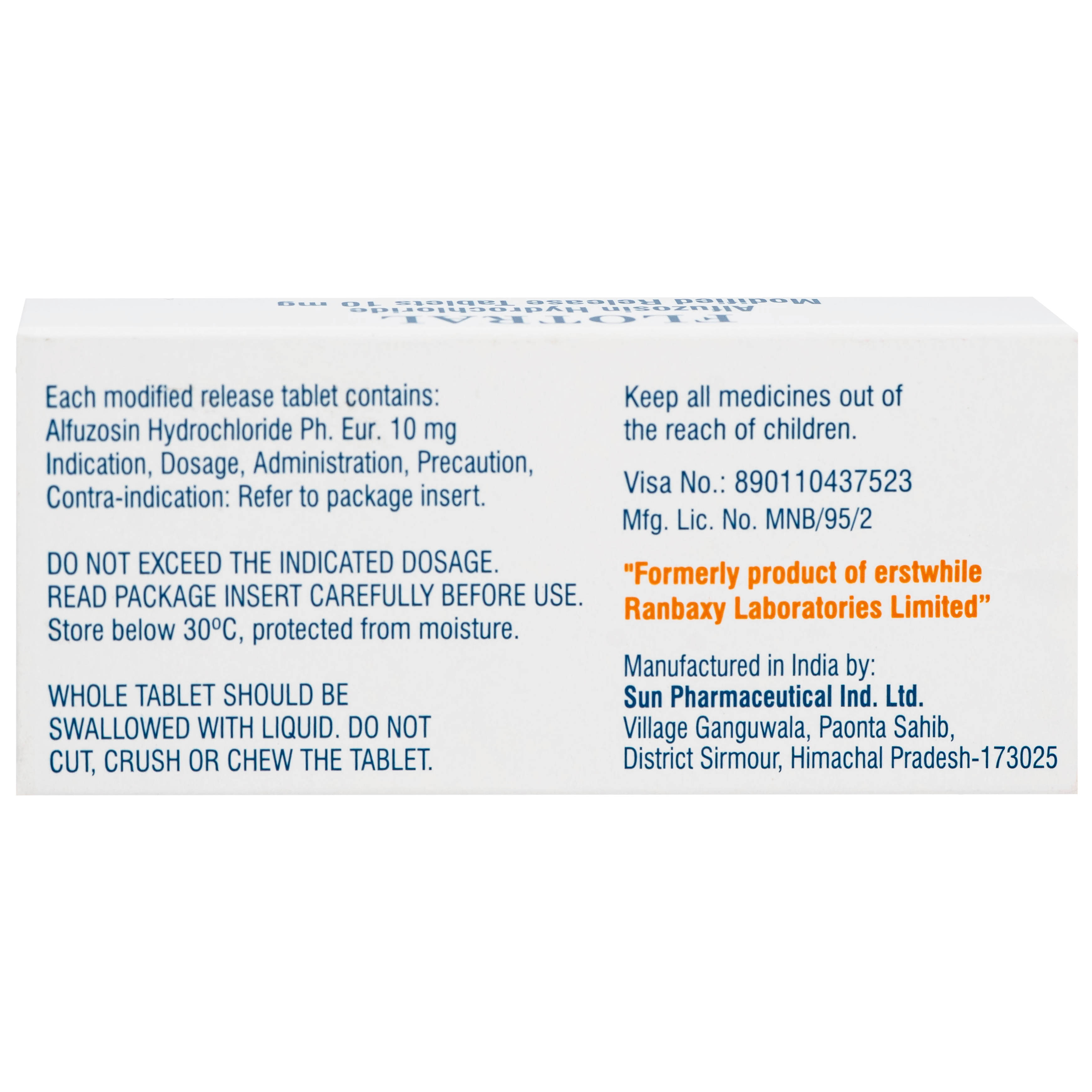 Hình ảnh Thuốc Flotral Sun Pharma 10MG điều trị các dấu hiệu và triệu chứng của tăng sản lành tính tuyến tiền liệt (Bph) (1 Vỉ X 10 Viên)