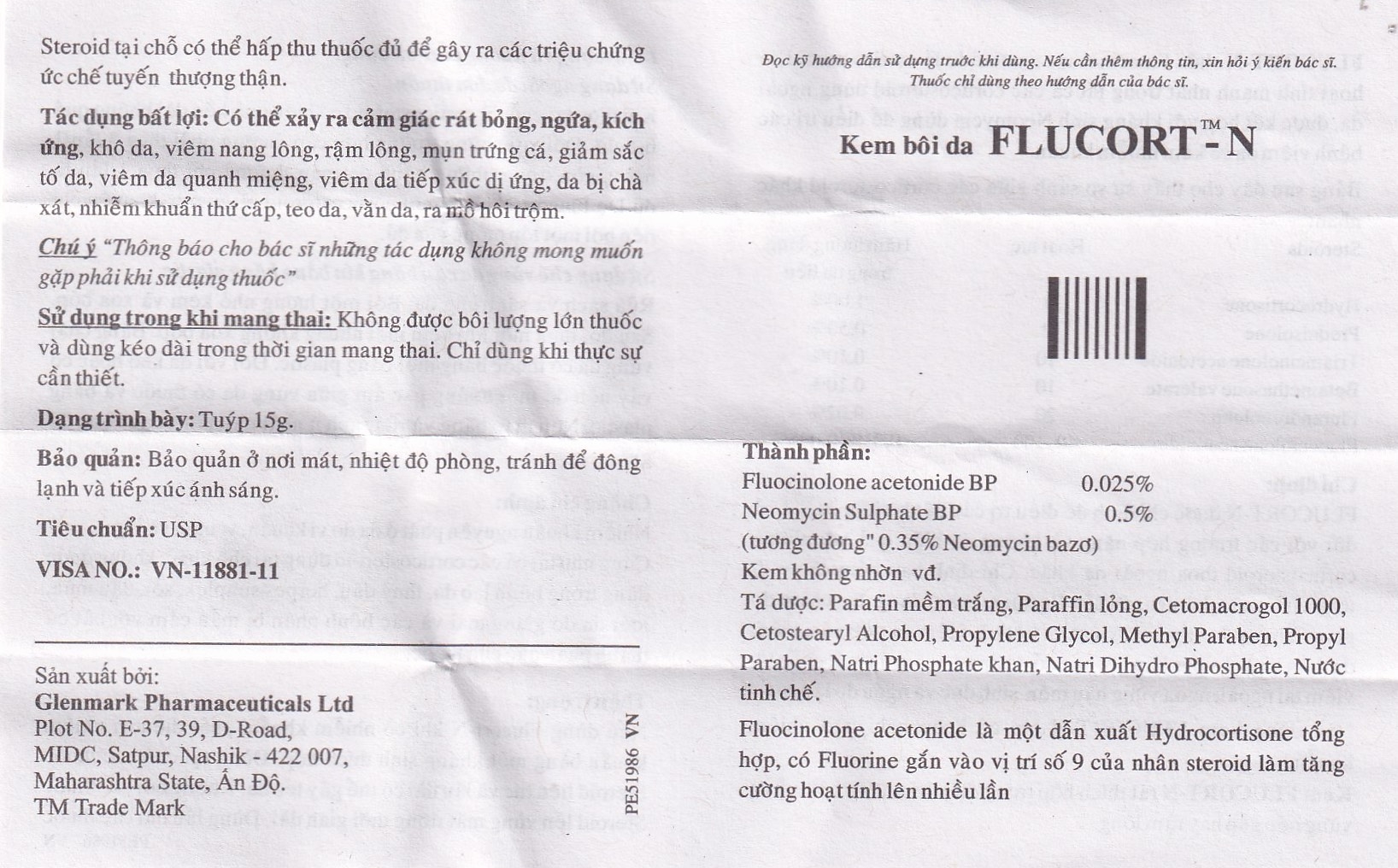 Hình ảnh Kem Flucort-N Glenmark hỗ trợ điều trị các bệnh viêm da (15g)