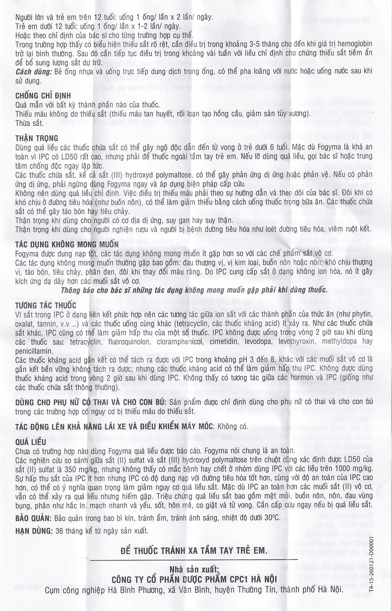 Hình ảnh Dung dịch uống Fogyma điều trị thiếu máu do thiếu sắt (4 vỉ x 5 ống)