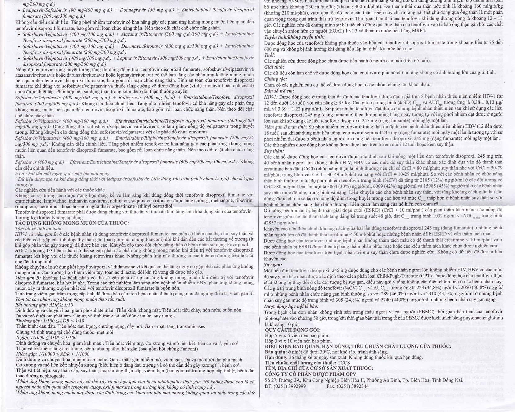 Hình ảnh Thuốc Fovirpoxil Opv Tenofovir disoproxil fumarate điều trị viêm gan B, HIV-1 (3 vỉ x 10 viên)