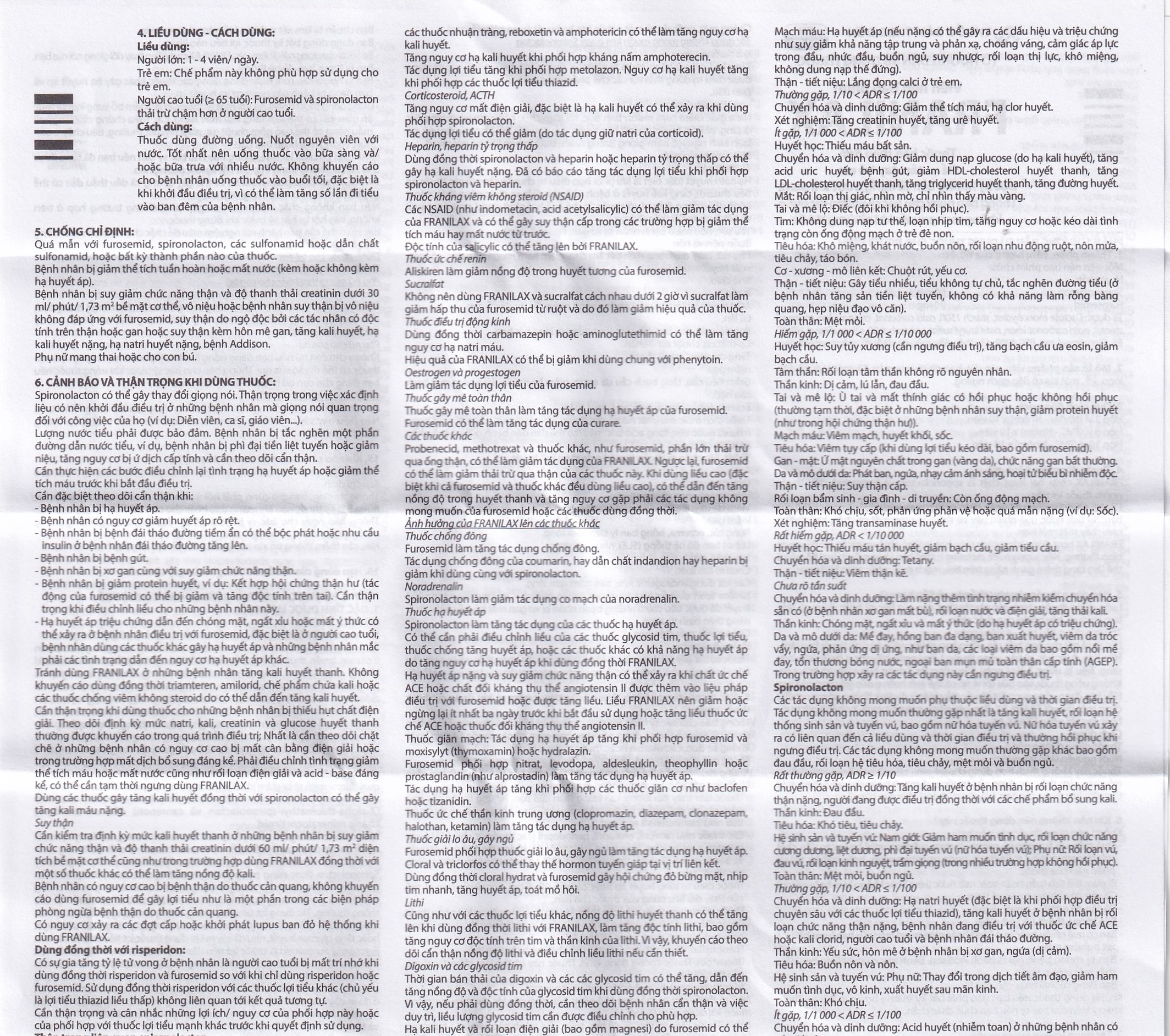 Hình ảnh Thuốc Franilax 50mg/20mg Davipharm ngăn chặn sự tích tụ nước trong cơ thể (3 vỉ x 10 viên)