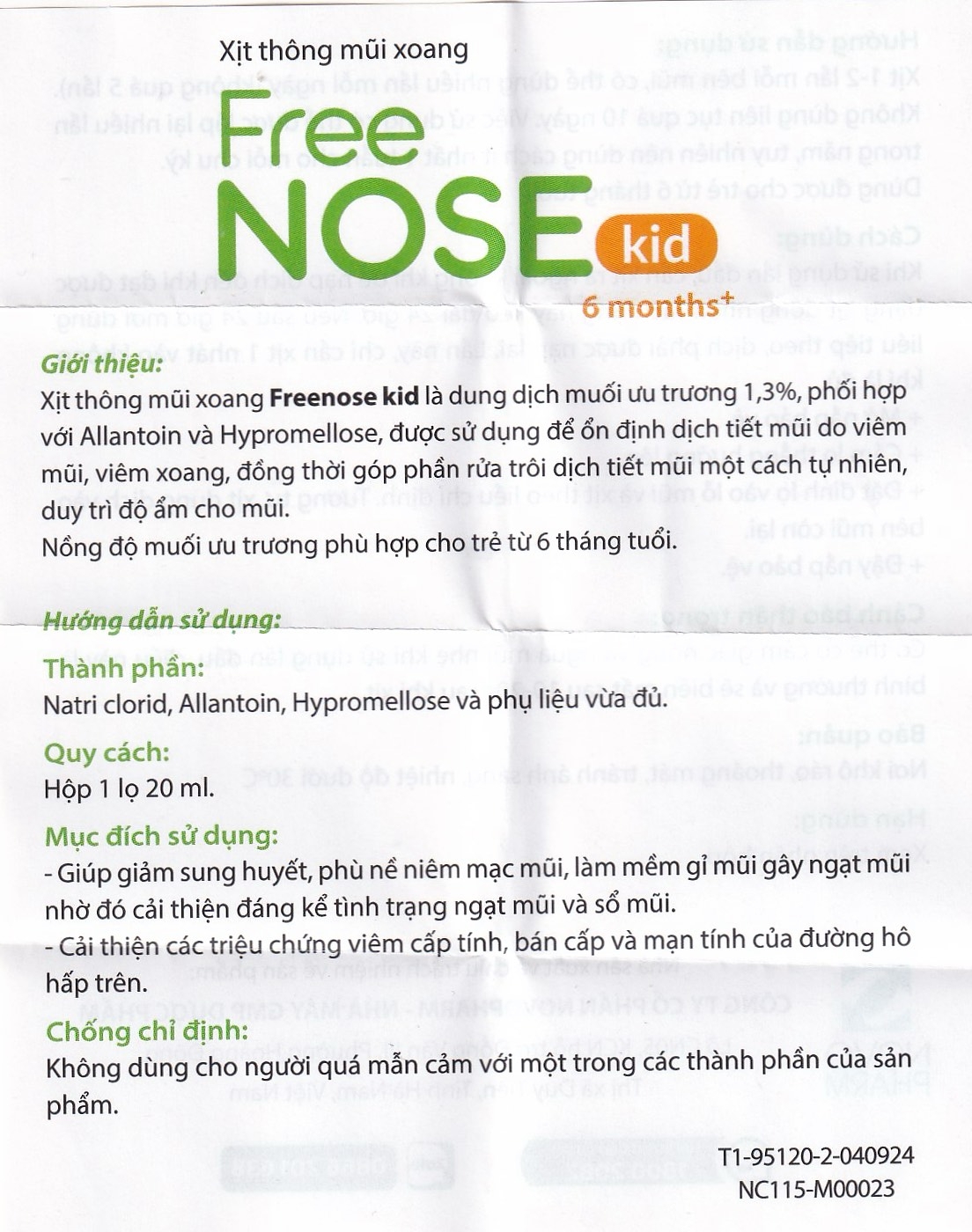 Hình ảnh Dung dịch vệ sinh mũi, xoang Free Nose Kid 6 Month+ Novocare 20ml loãng chất nhày, giảm nghẹt mũi