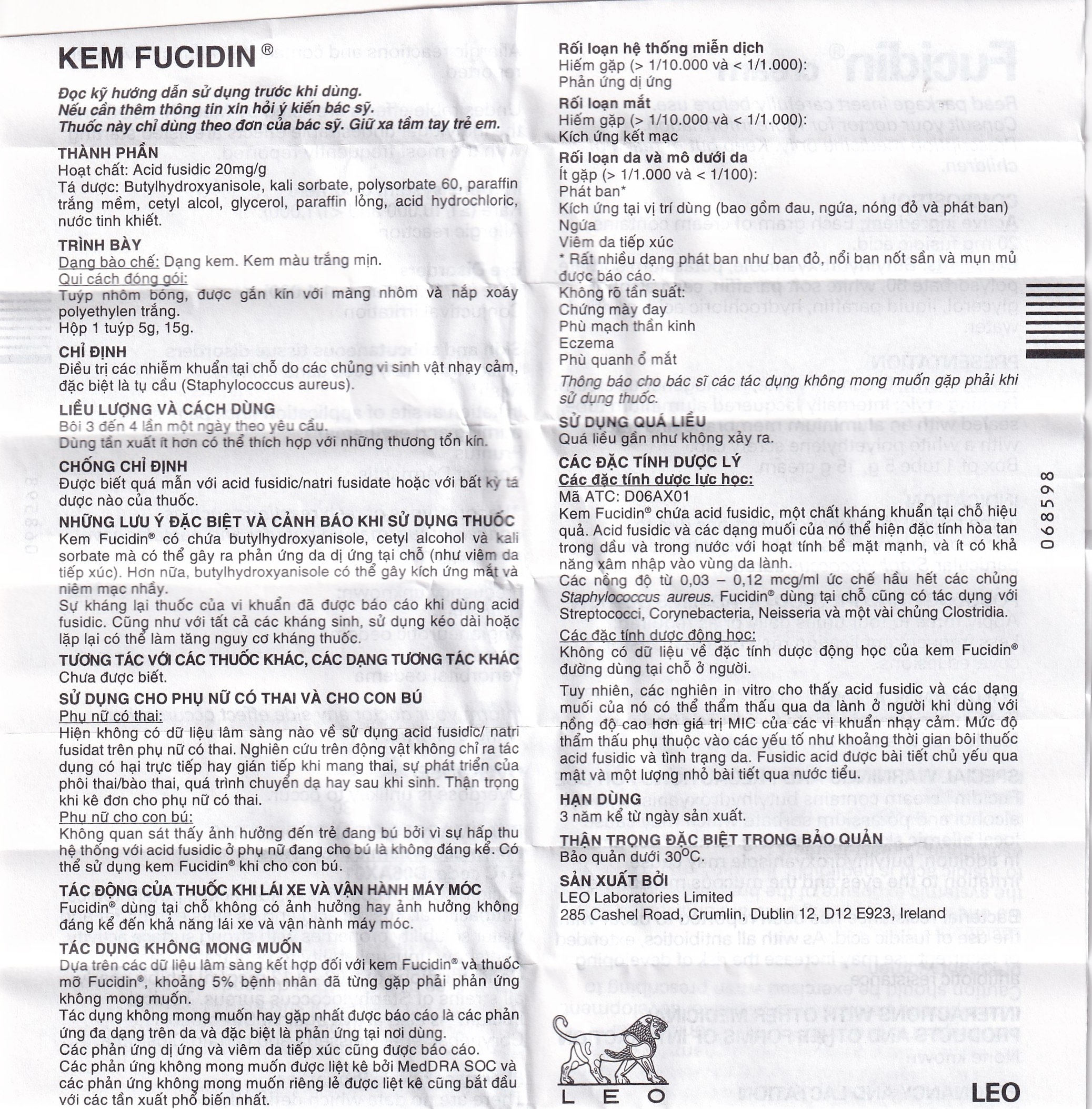 Hình ảnh Kem Fucidin LEO điều trị nhiễm khuẩn (15g)