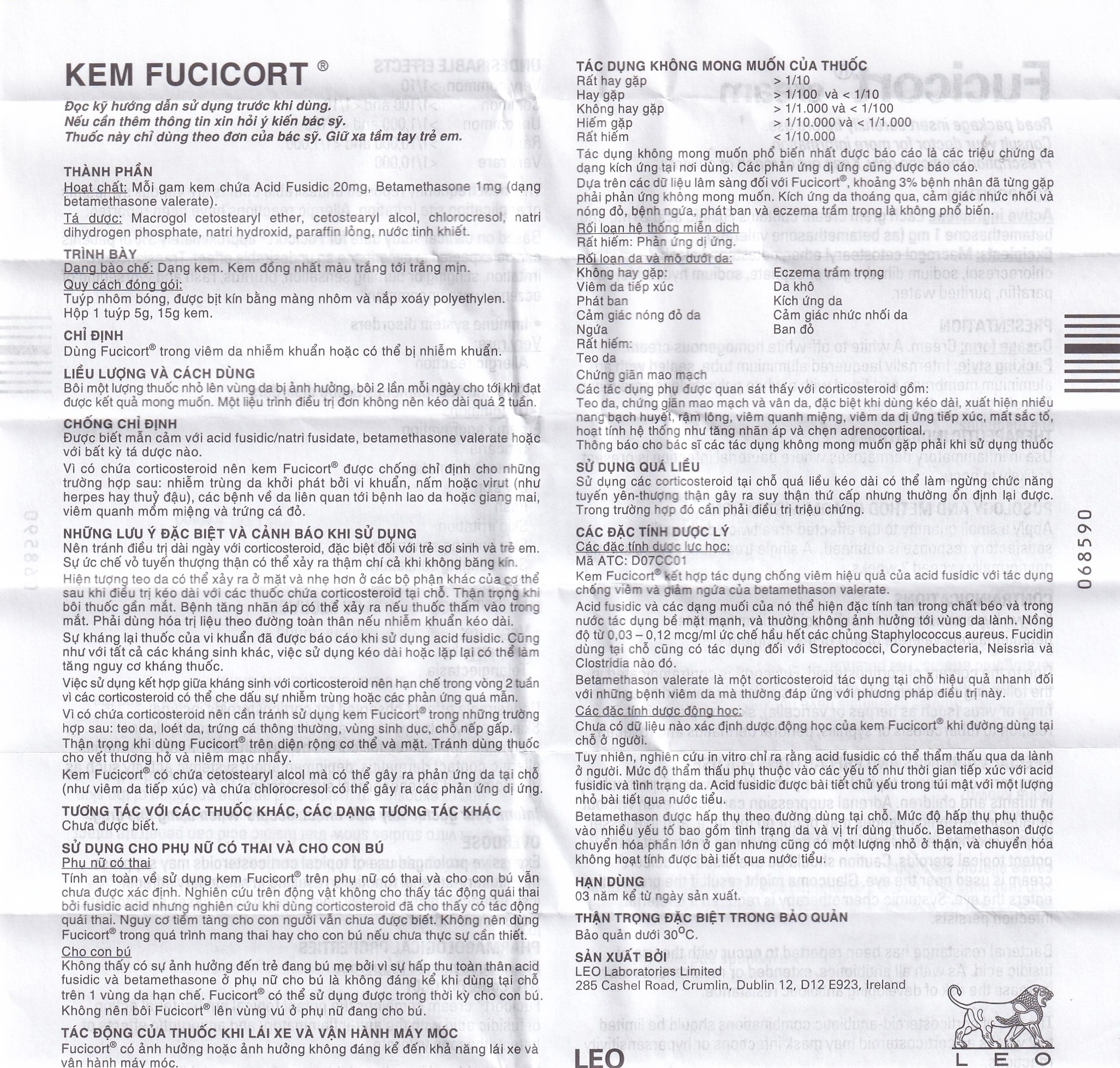 Hình ảnh Kem Fucicort LEO điều trị viêm da nhiễm khuẩn (15g)