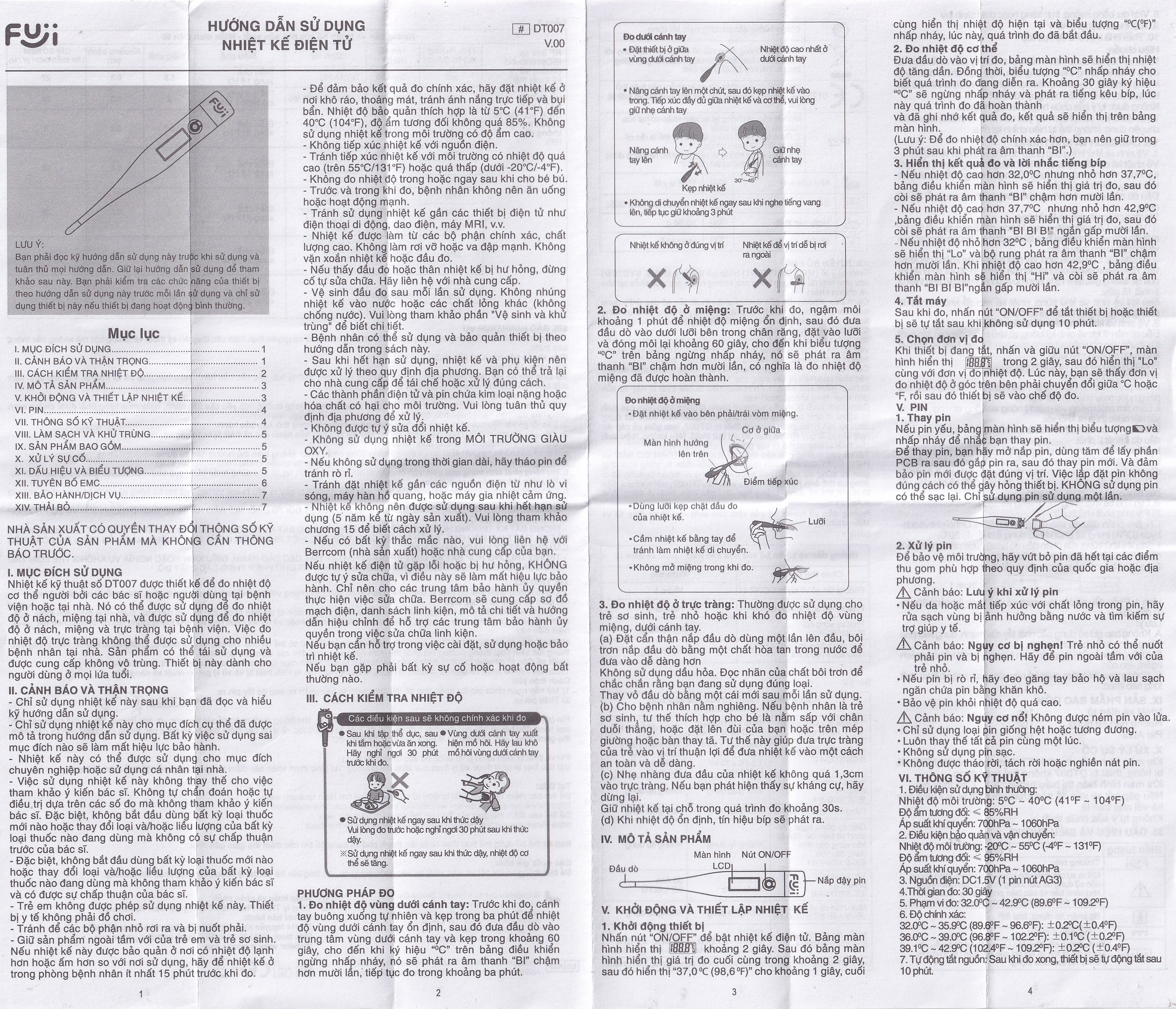 Hình ảnh Nhiệt kế điện tử Fuji DT007 để đo nhiệt độ cơ thể