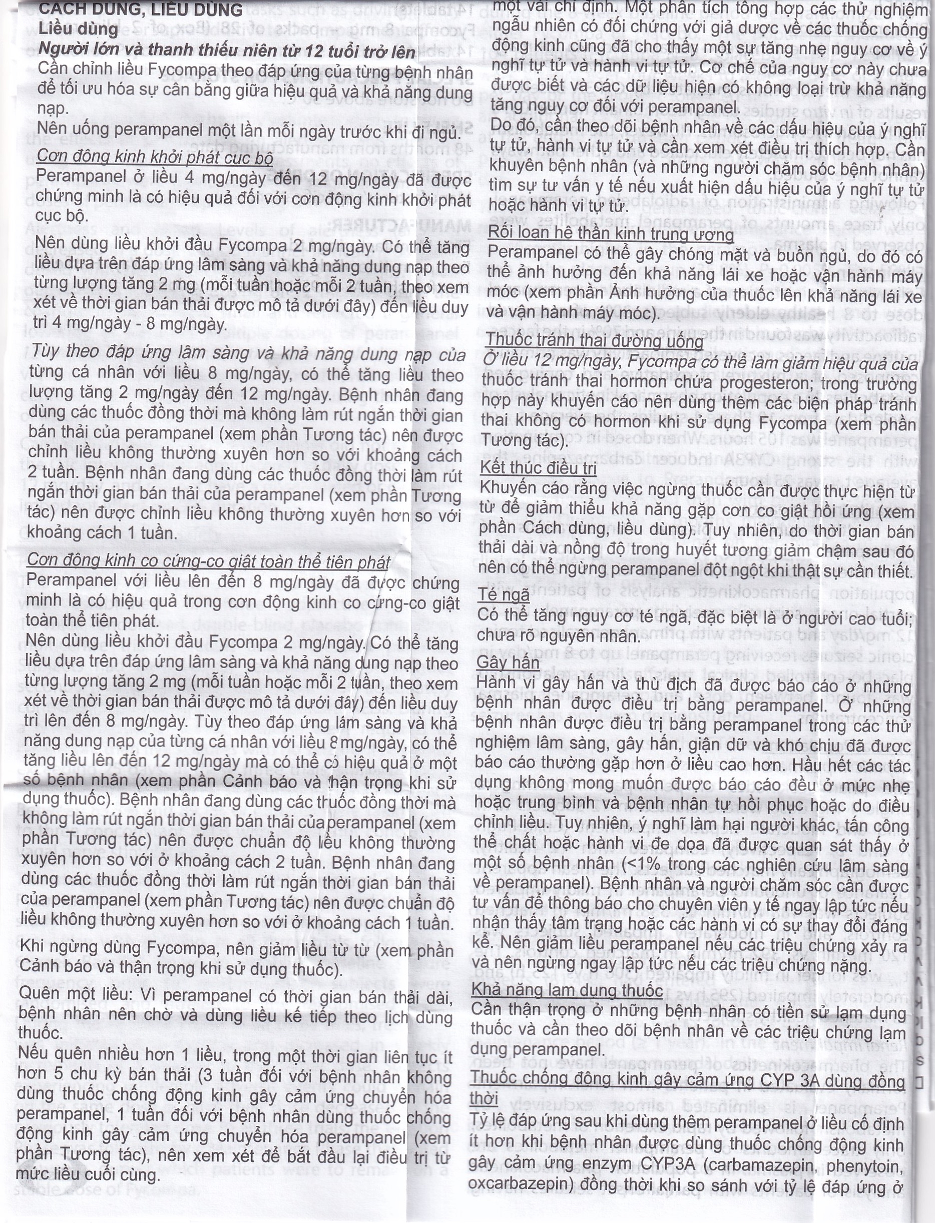 Hình ảnh Thuốc Fycompa 2mg Eisai điều trị bổ trợ cơn động kinh (2 vỉ x 14 viên)