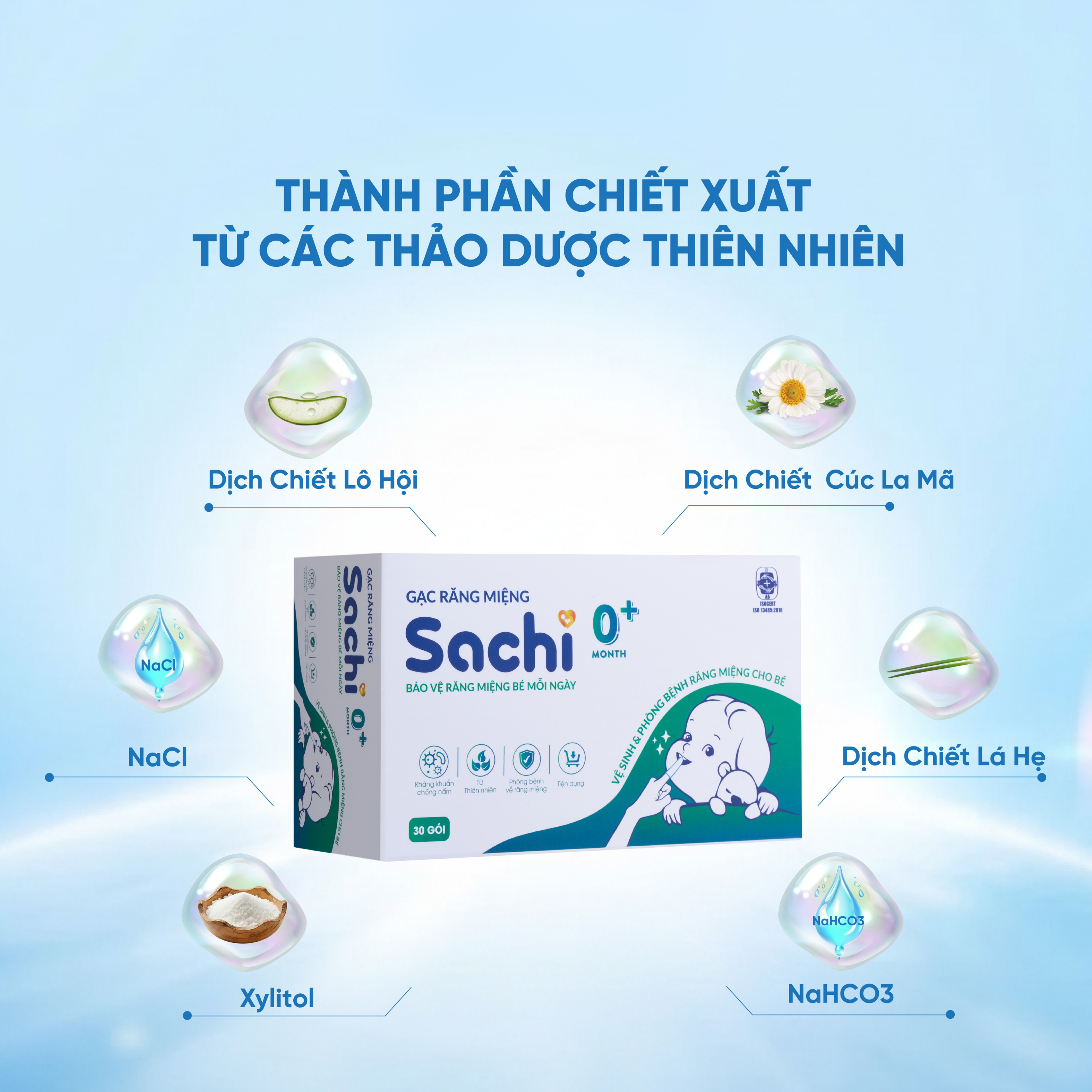 Hình ảnh Gạc răng miệng Sachi cho bé sơ sinh (30 gói) làm sạch và bảo vệ răng miệng cho bé