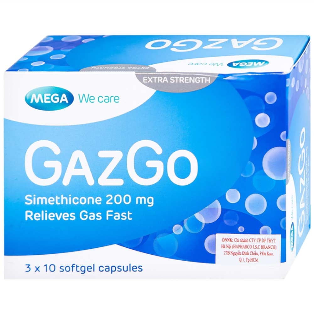 Hình ảnh Thuốc GazGo MEGA We care điều trị khó chịu, căng đau, trướng bụng (3 vỉ x 10 viên)