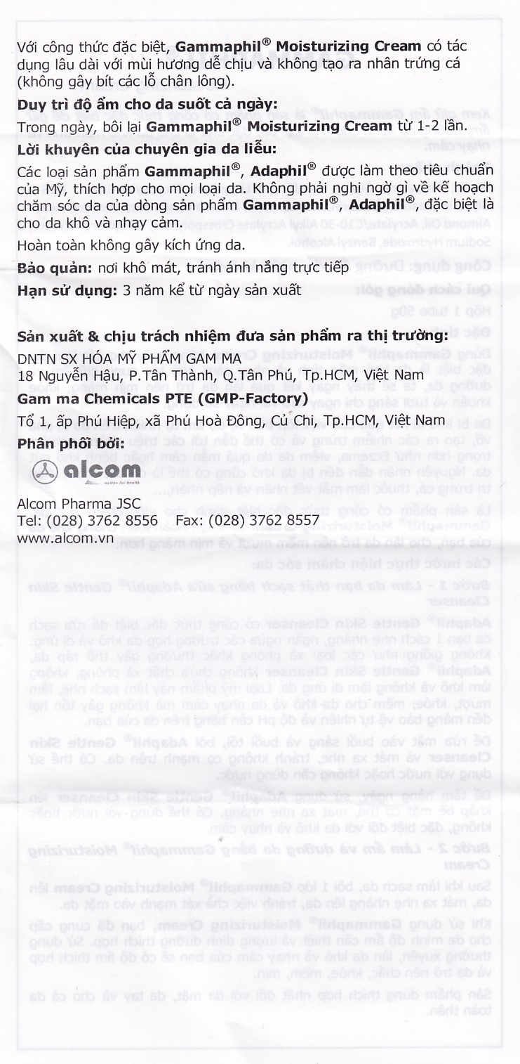 Hình ảnh Kem dưỡng ẩm Gammaphil Moisturizing Cream dành cho mọi loại da (50g)