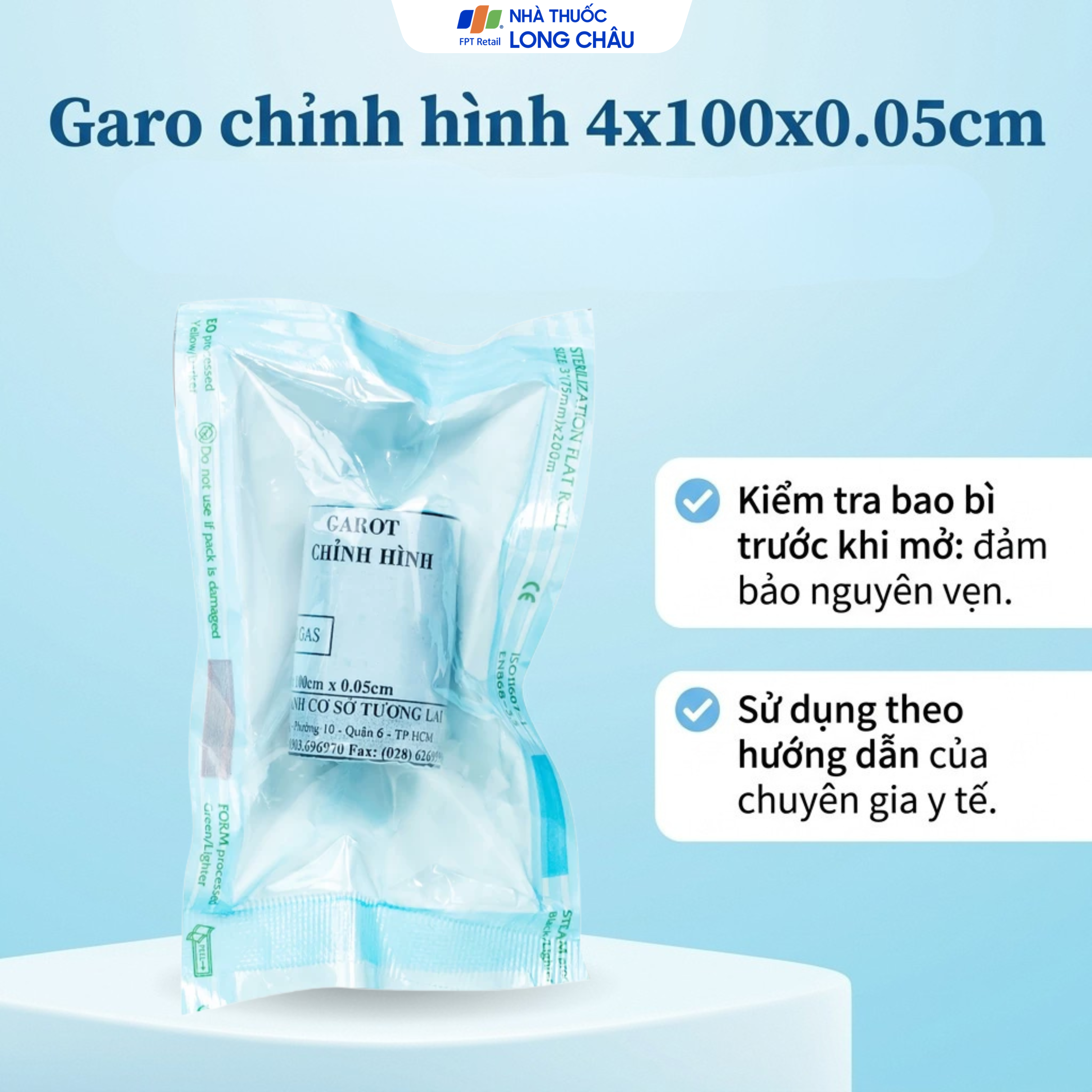 Hình ảnh Garo chỉnh hình 4x100x0.05cm dùng để thắt mạch, hỗ trợ việc tìm mạch máu