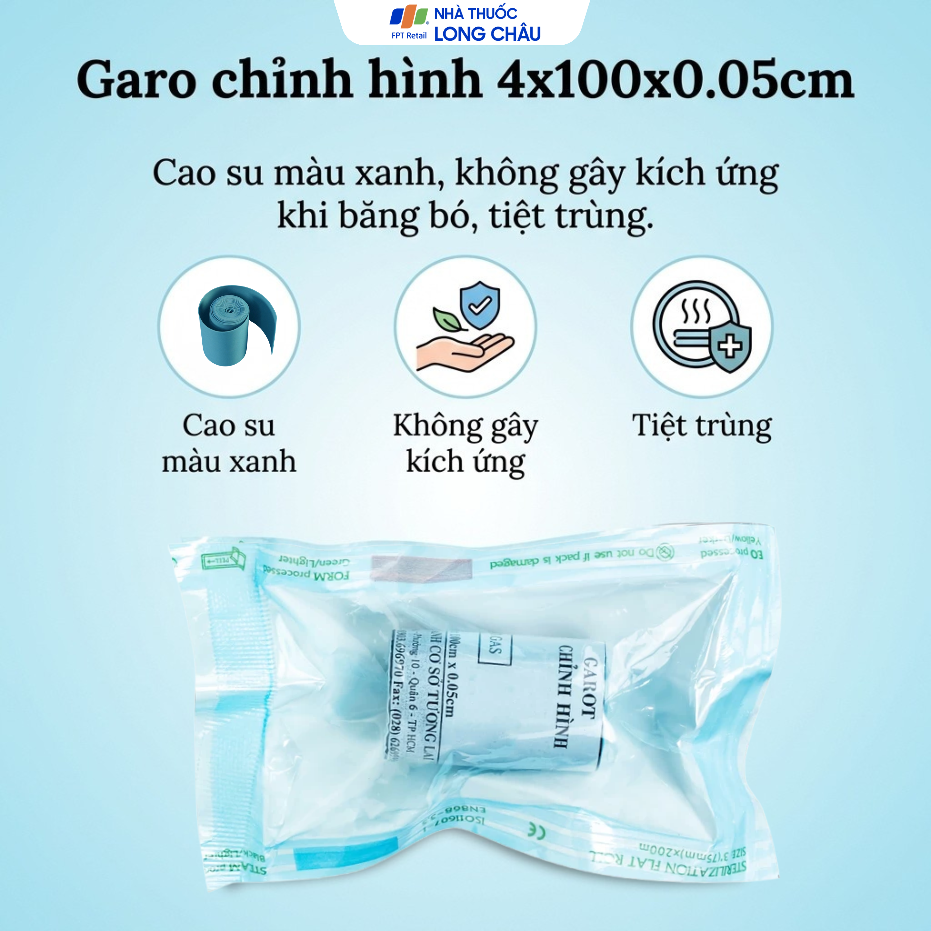 Hình ảnh Garo chỉnh hình 4x100x0.05cm dùng để thắt mạch, hỗ trợ việc tìm mạch máu