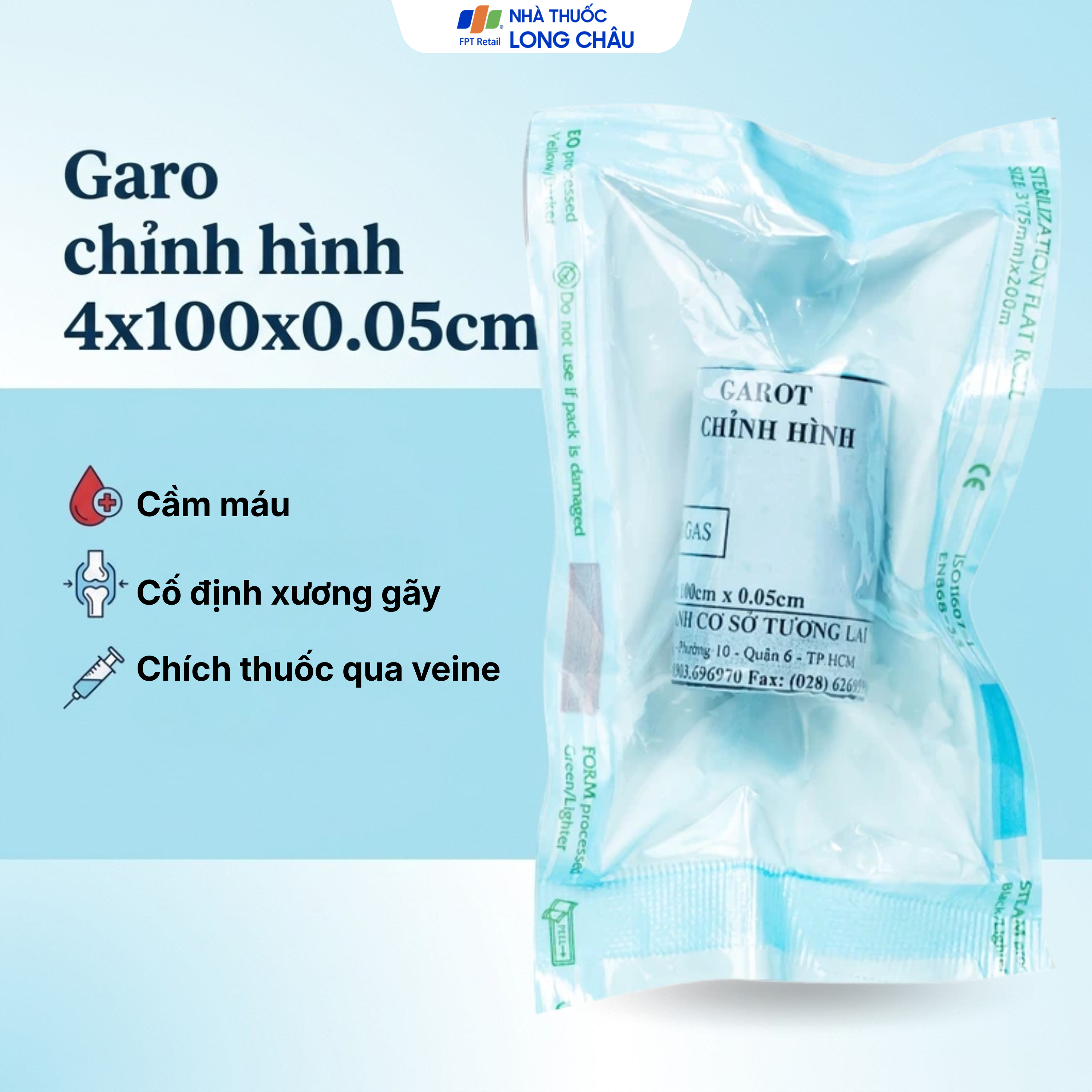 Hình ảnh Garo chỉnh hình 4x100x0.05cm dùng để thắt mạch, hỗ trợ việc tìm mạch máu