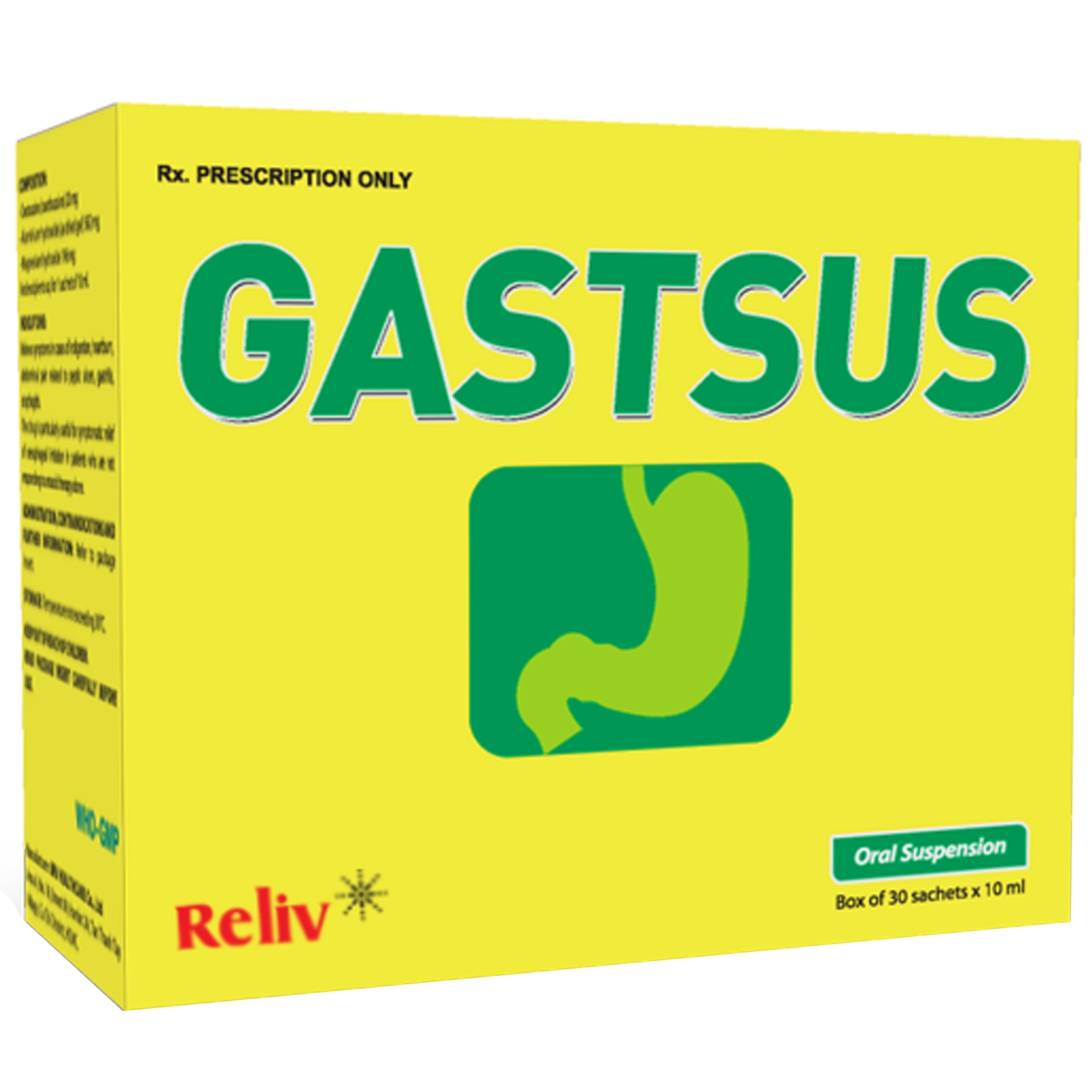 Hình ảnh Thuốc Gastsus Reliv giảm triệu chứng ăn không tiêu, ợ nóng, đau bụng (30 gói)