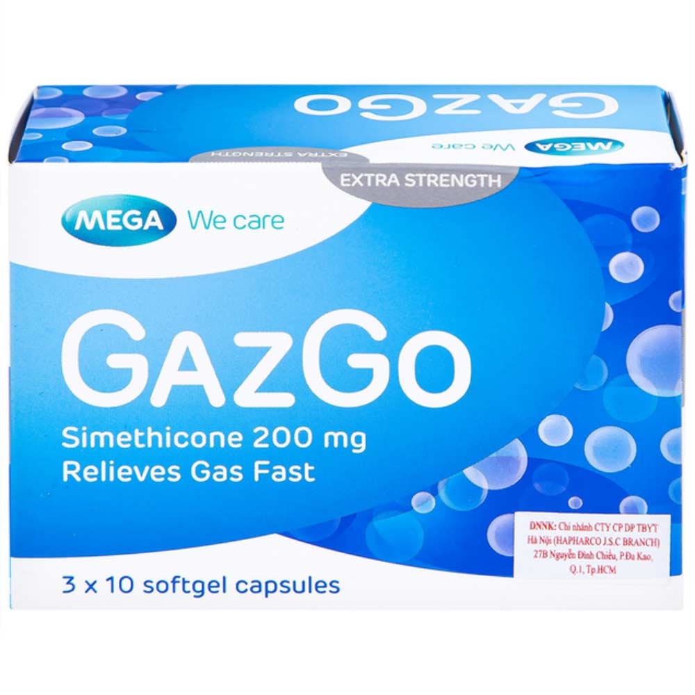Hình ảnh Thuốc GazGo MEGA We care điều trị khó chịu, căng đau, trướng bụng (3 vỉ x 10 viên)