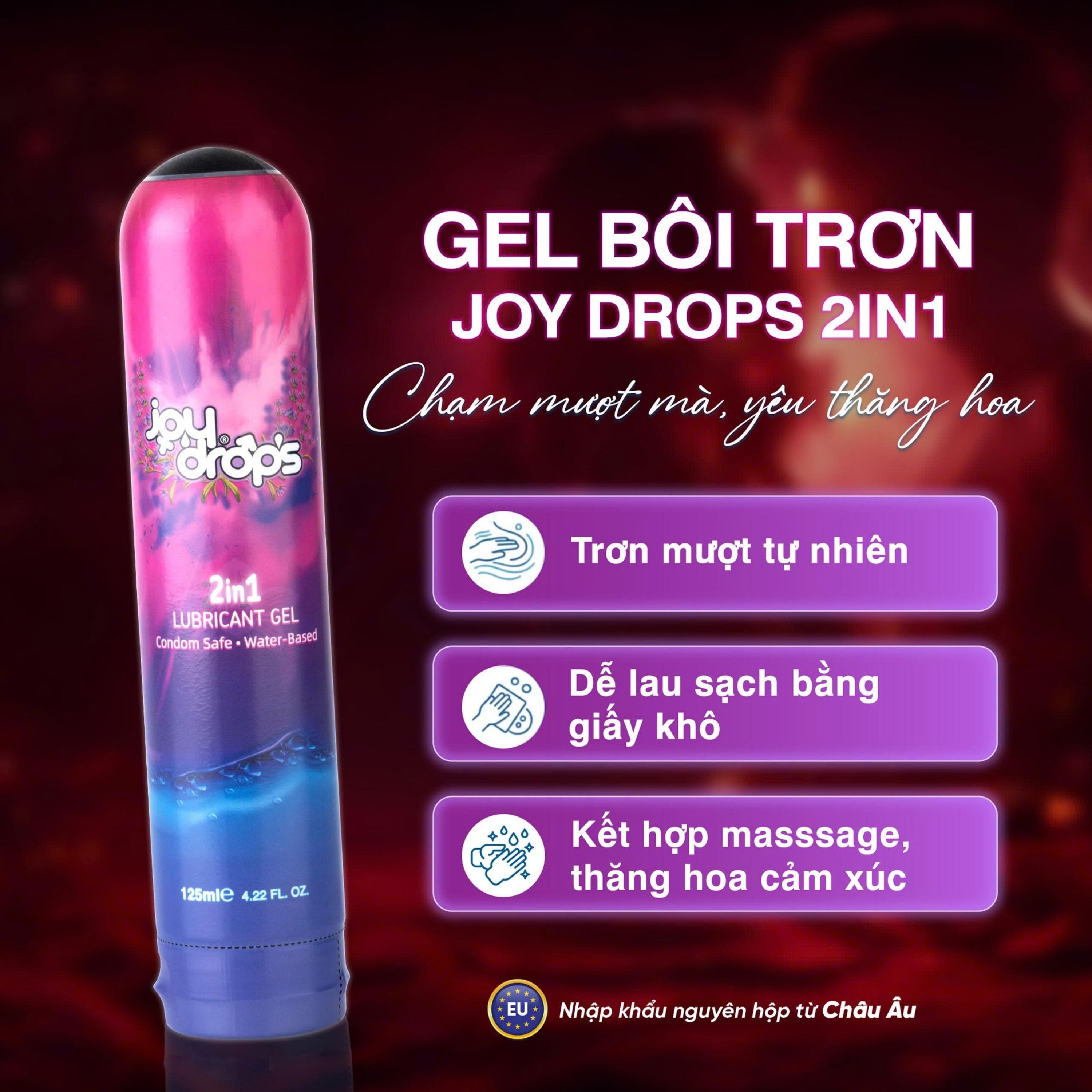 Hình ảnh Gel Bôi Trơn Gốc Nước Joydrops 2 In 1 Dùng Cho Quan Hệ Kết Hợp Massage Giảm Khô Rát, Bảo Vệ Niêm Mạc, Tạo Cảm Giác Mềm Mại 125ml