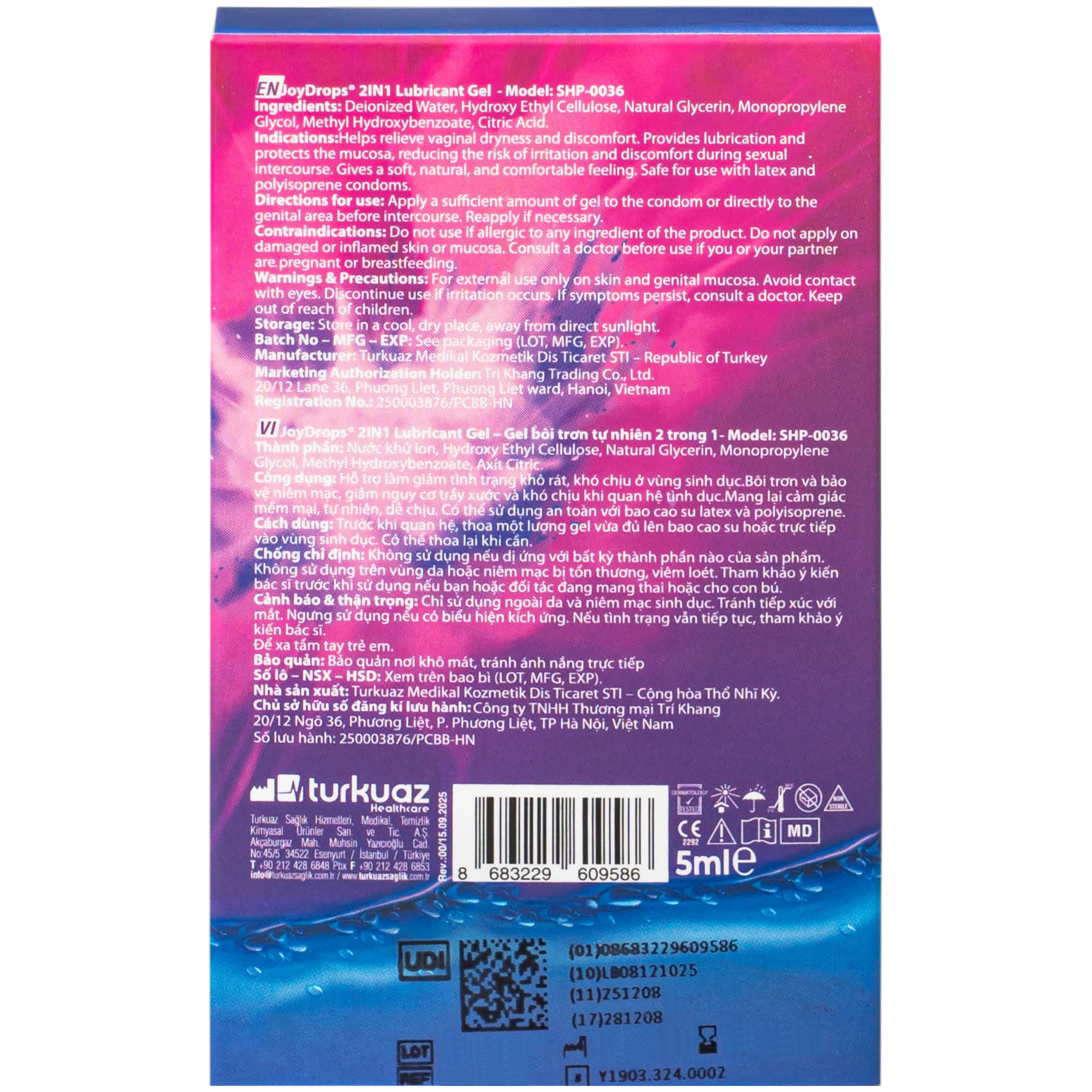 Hình ảnh Gel Bôi Trơn Gốc Nước Joydrops 2In1 (3 gói x 5ml) Dùng Cho Quan Hệ Kết Hợp Massage Giảm Khô Rát, Bảo Vệ Niêm Mạc, Tạo Cảm Giác Mềm Mại