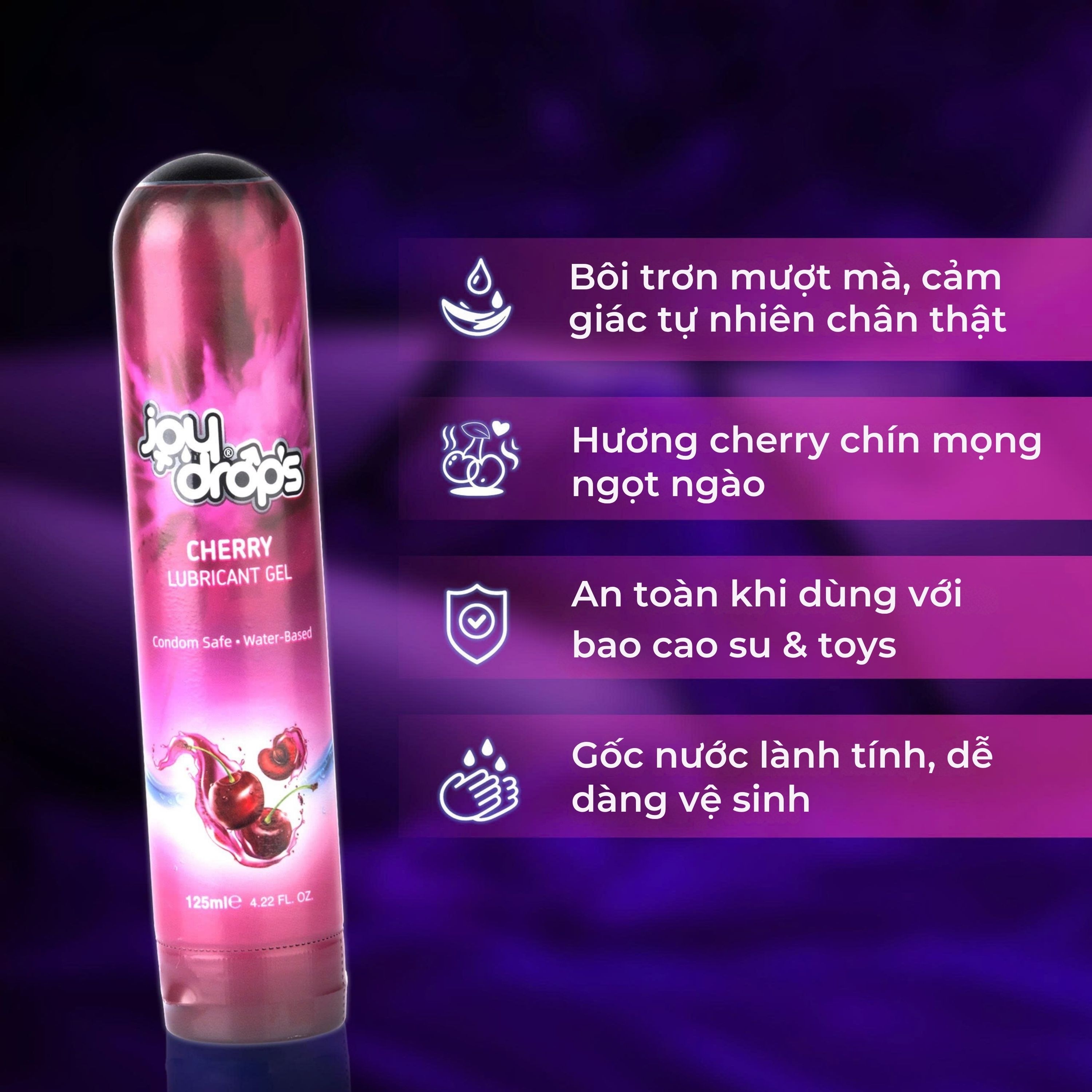 Hình ảnh Gel Bôi Trơn Gốc Nước Joydrops mùi Cherry Dùng Cho Quan Hệ, Giảm Khô Rát, Bảo Vệ Niêm Mạc, Tạo Cảm Giác Mềm Mại 125ml