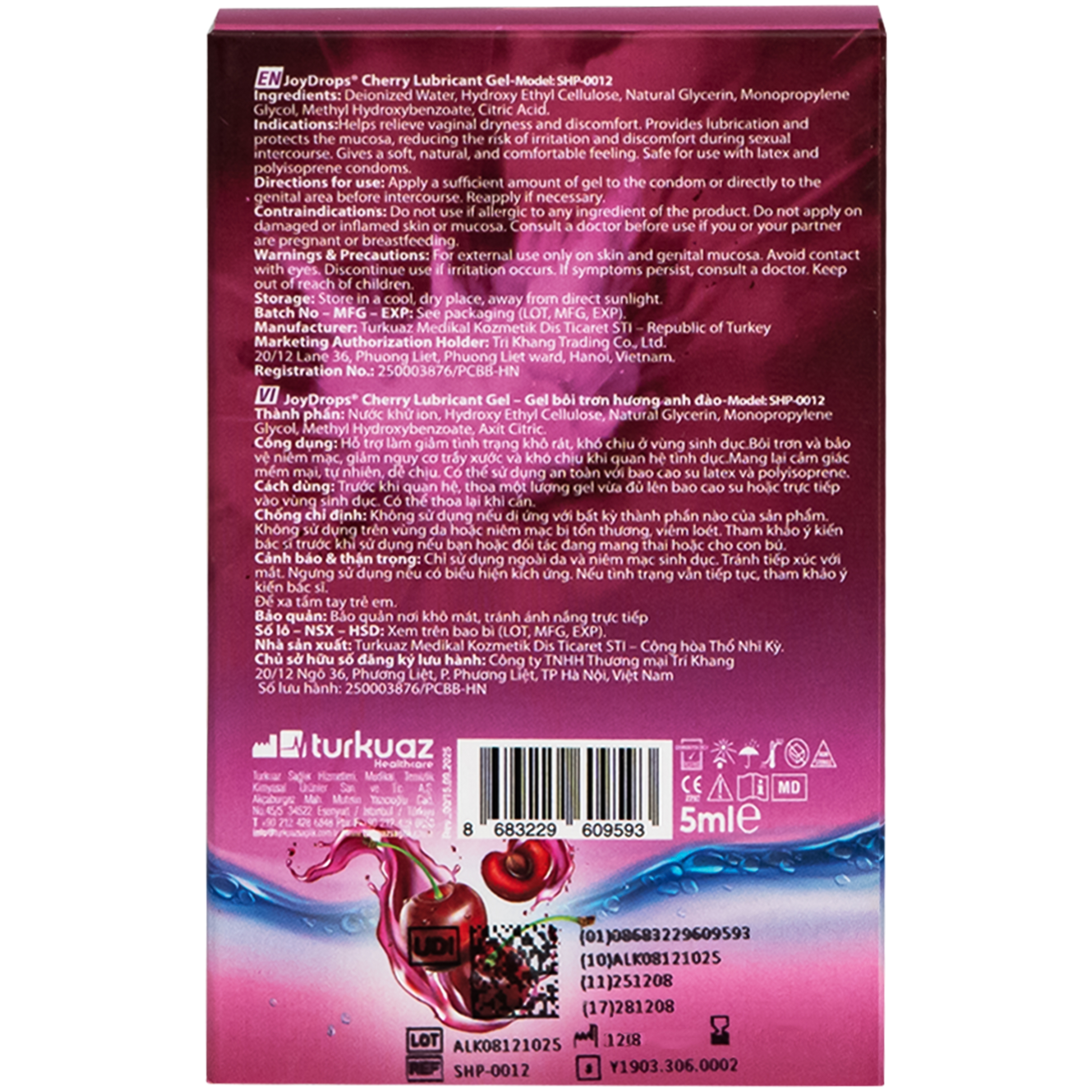 Hình ảnh Gel Bôi Trơn Gốc Nước Joydrops Mùi Cherry (3 gói x 5ml)Dùng Cho Quan Hệ, Giảm Khô Rát, Bảo Vệ Niêm Mạc, Tạo Cảm Giác Mềm Mại