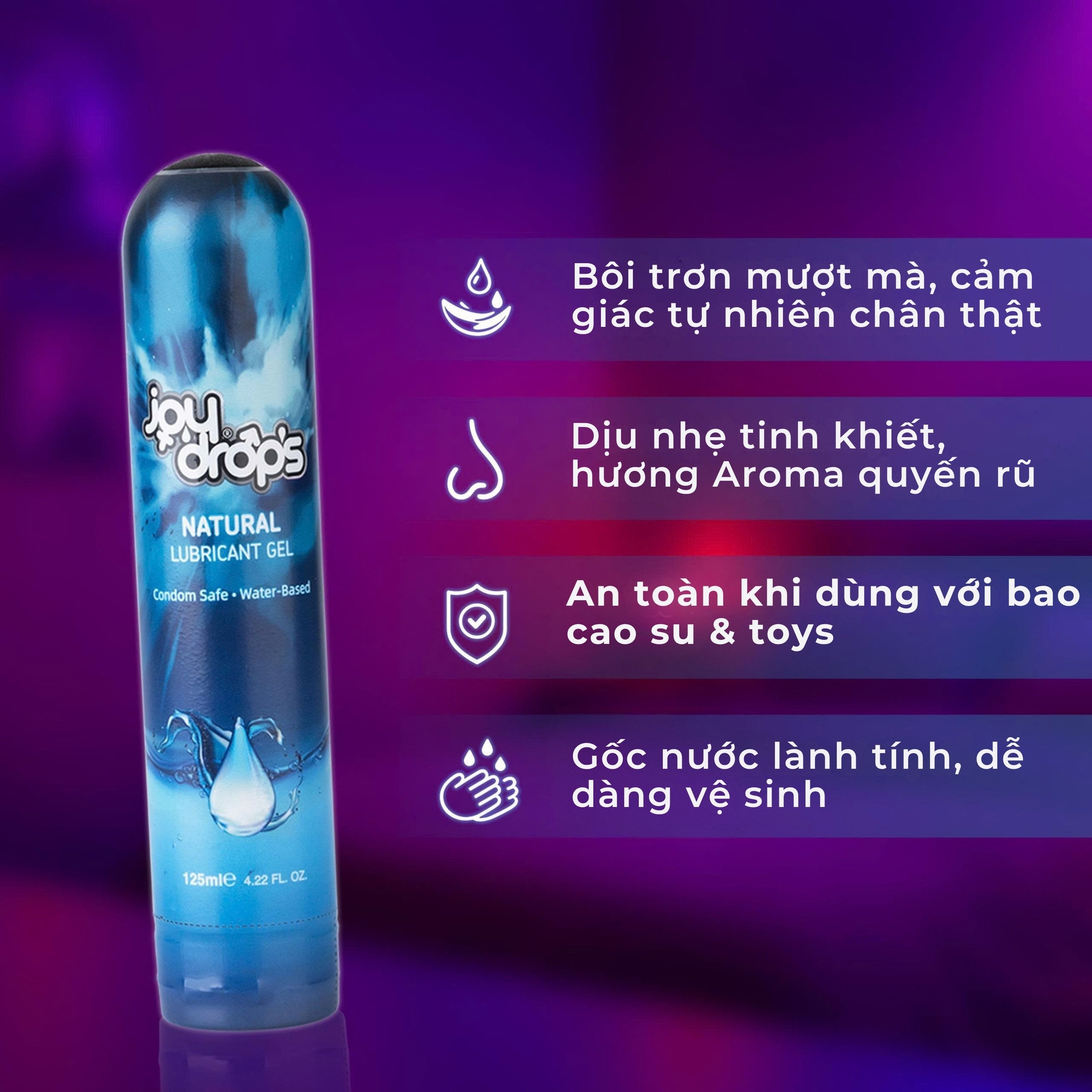 Hình ảnh Gel Bôi Trơn Gốc Nước Joydrops Natural - Tinh Khiết, Dùng Cho Quan Hệ, Giảm Khô Rát, Bảo Vệ Niêm Mạc, Tạo Cảm Giác Mềm Mại 125ml