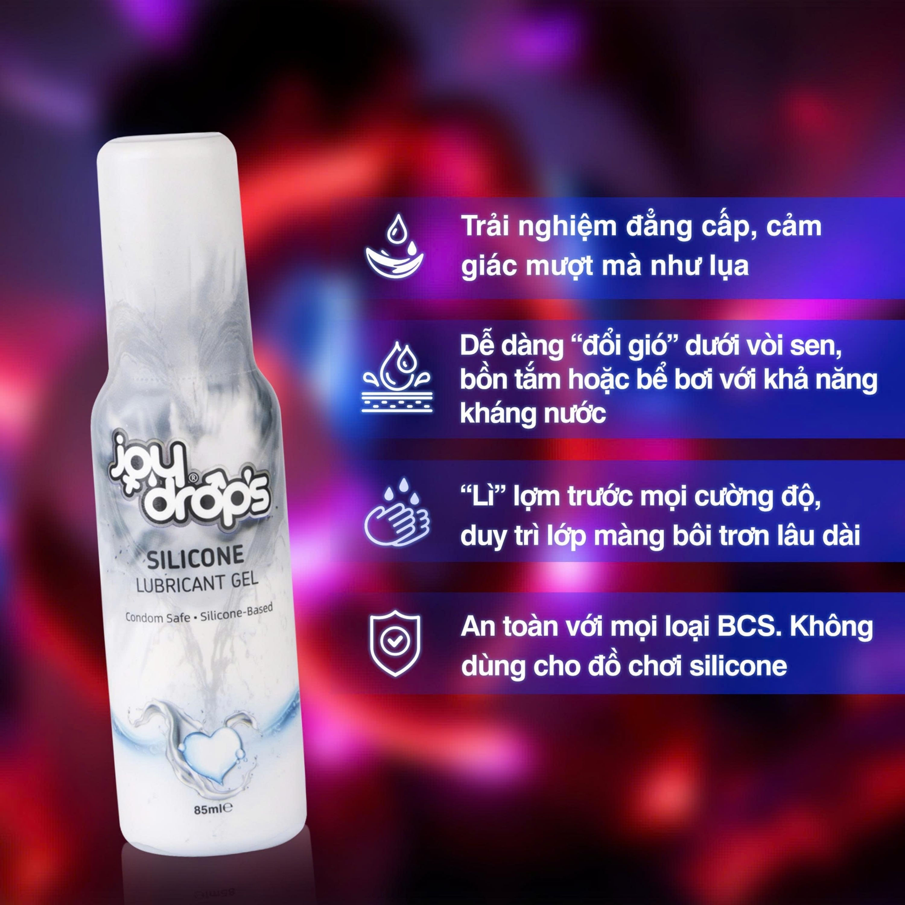 Hình ảnh Gel Bôi Trơn Gốc Silicone Joydrops Độ Trơn Bền Lâu, Dùng Cho Quan Hệ, Giảm Tình Trạng Khô Rát Nặng, Bảo Vệ Niêm Mạc 85ml
