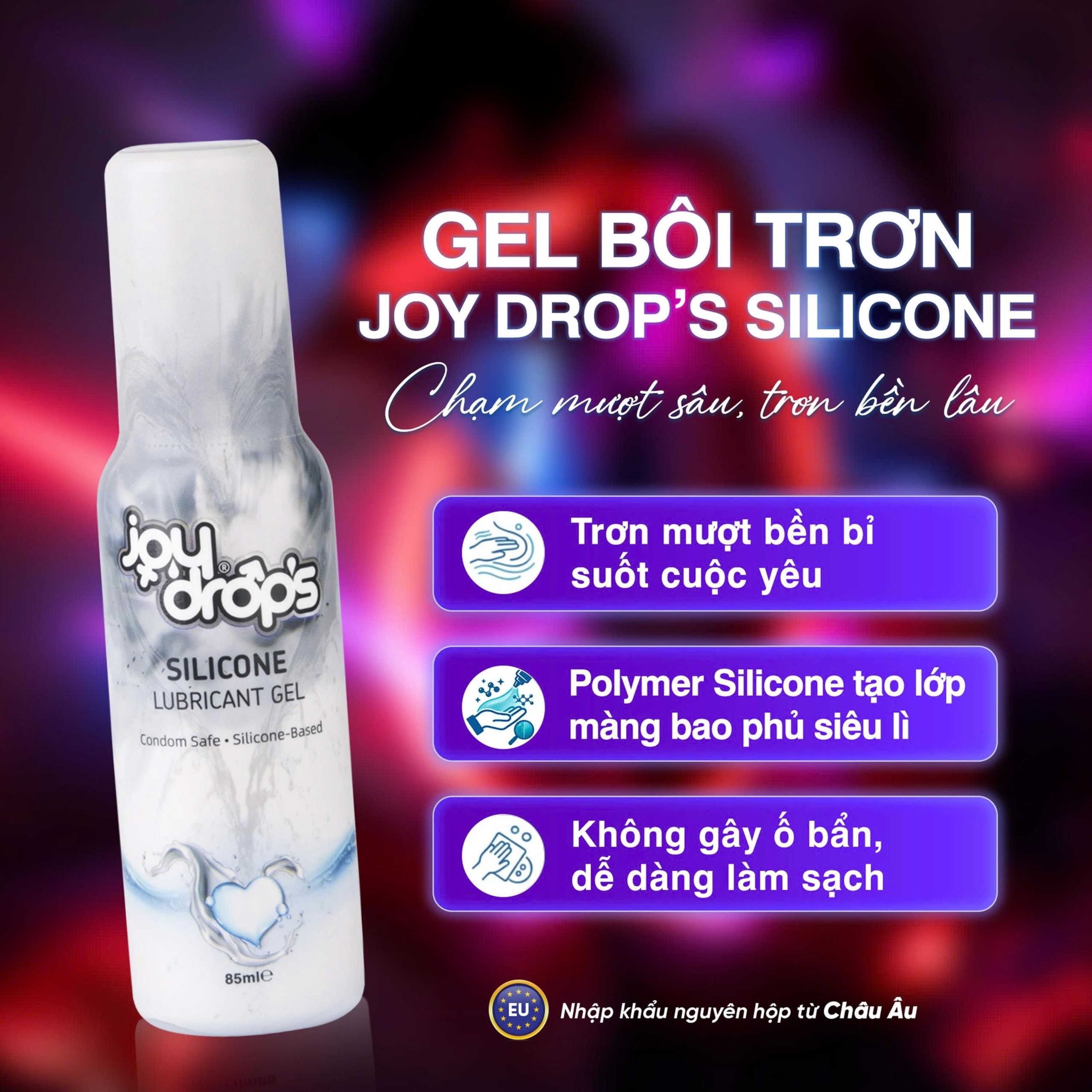 Hình ảnh Gel Bôi Trơn Gốc Silicone Joydrops Độ Trơn Bền Lâu, Dùng Cho Quan Hệ, Giảm Tình Trạng Khô Rát Nặng, Bảo Vệ Niêm Mạc 85ml