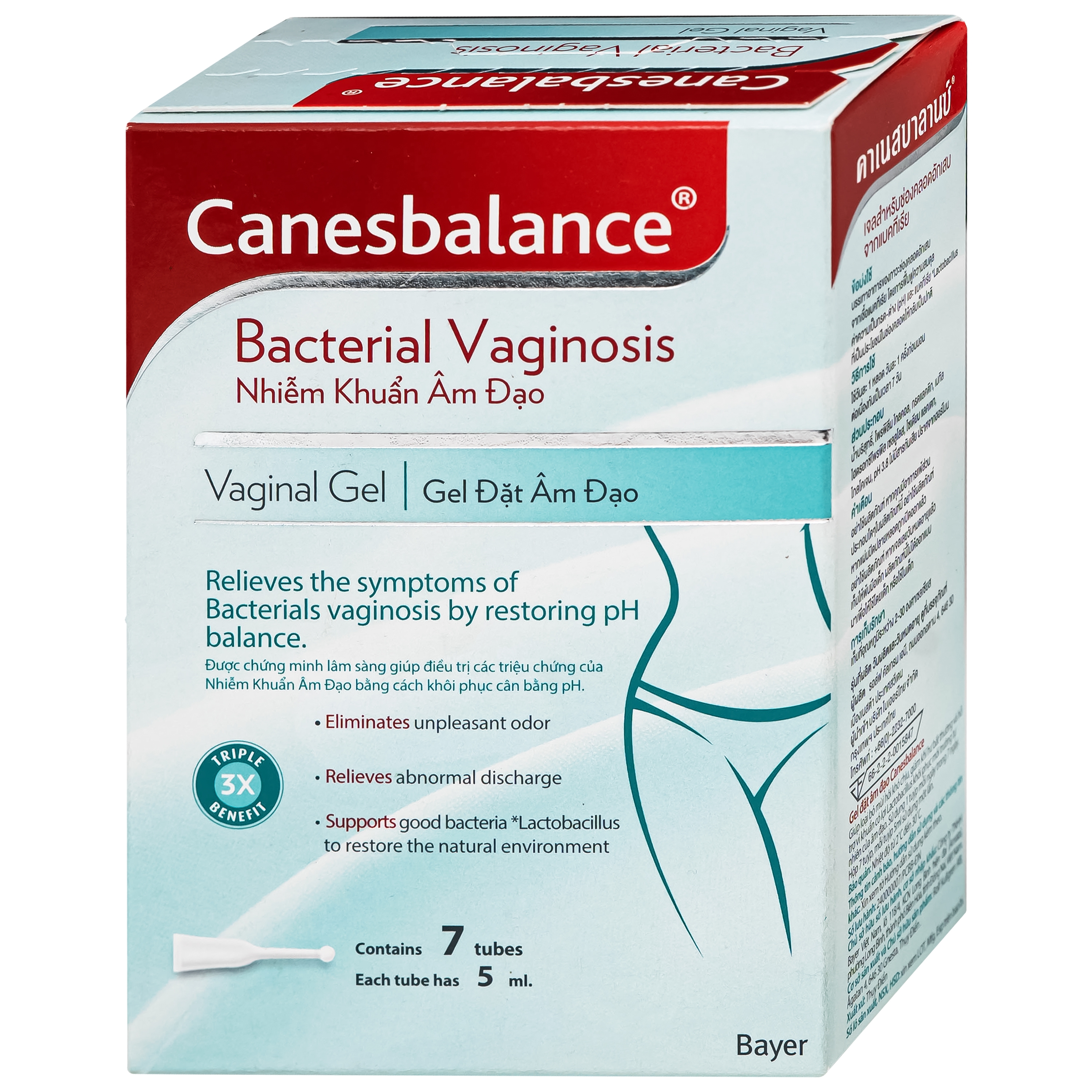 Hình ảnh Gel đặt âm đạo Canesbalance Bayer điều trị viêm âm đạo do vi khuẩn, giảm mùi hôi (7 tuýp x 5ml)
