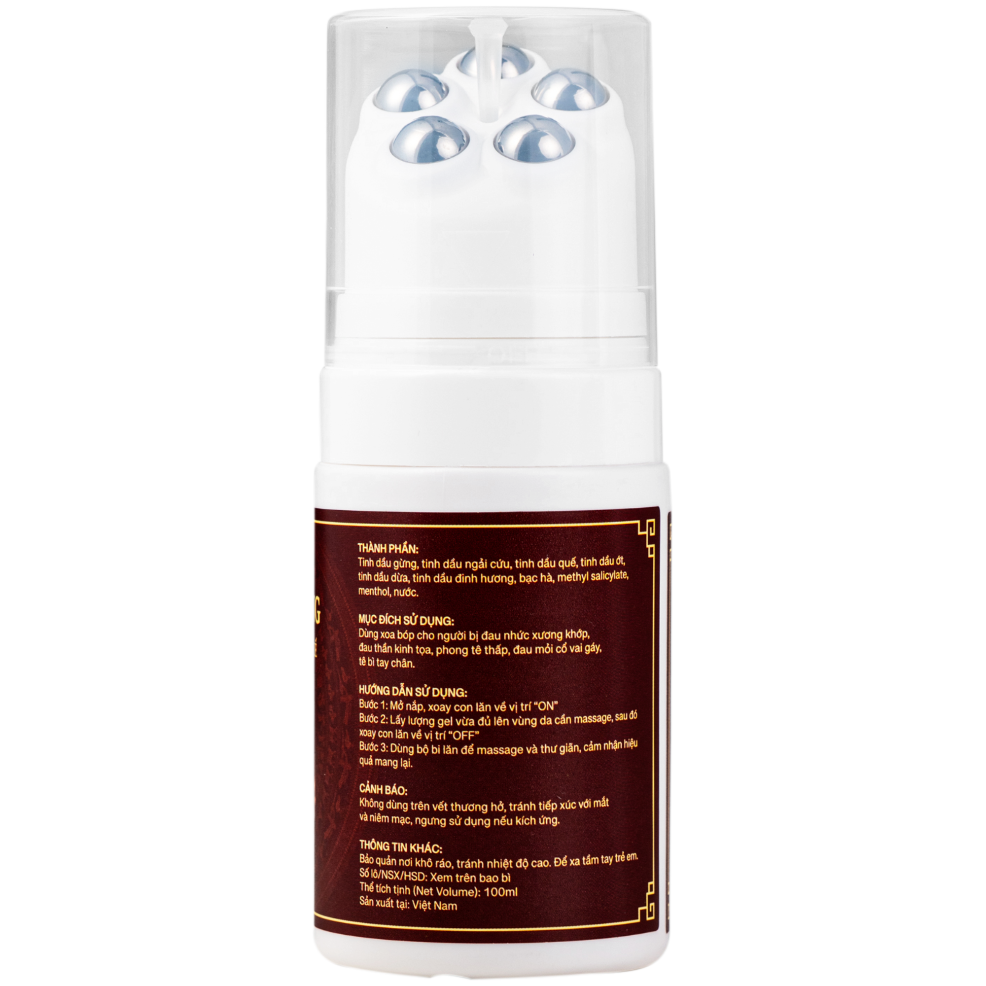 Hình ảnh Gel nóng con lăn massage Gừng - Ngải - Quế Ligpro giúp làm ấm, giảm đau nhức, thư giãn cơ bắp (100ml)
