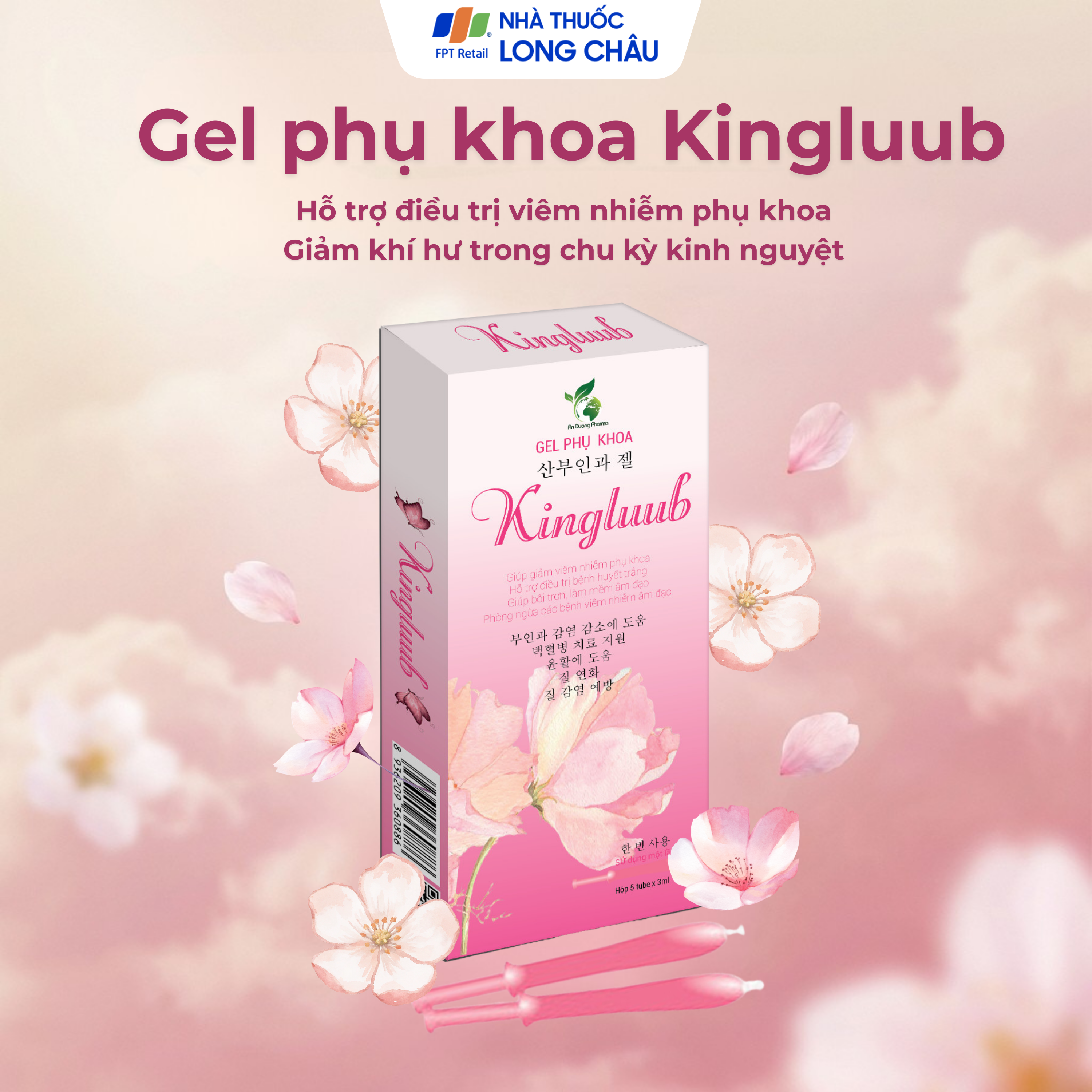 Hình ảnh Bút phụ khoa Kingluub (5 tuýp x 3ml) hỗ trợ điều trị, giảm viêm nhiễm, bôi trơn, làm mềm vùng âm đạo