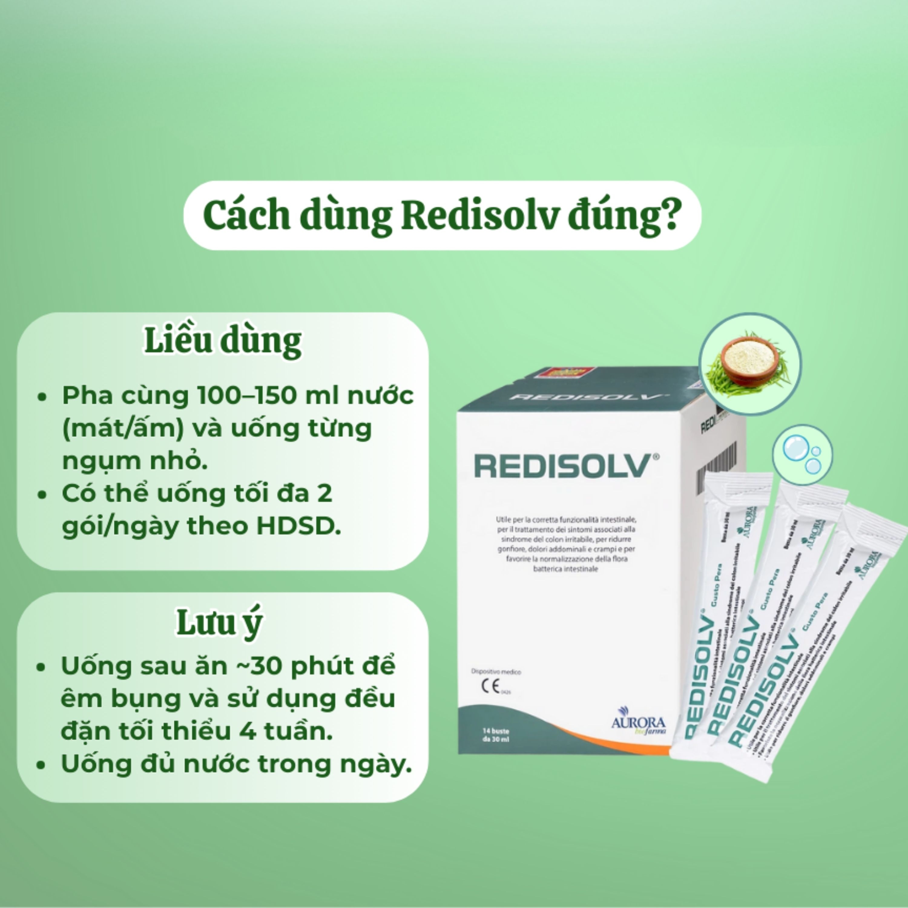 Hình ảnh Gel Redisolv Aurora điều trị hội chứng ruột kích thích (IBS) (14 gói) giảm ngay triệu chứng tiêu chảy, đầy hơi, chướng bụng, rối loạn phân