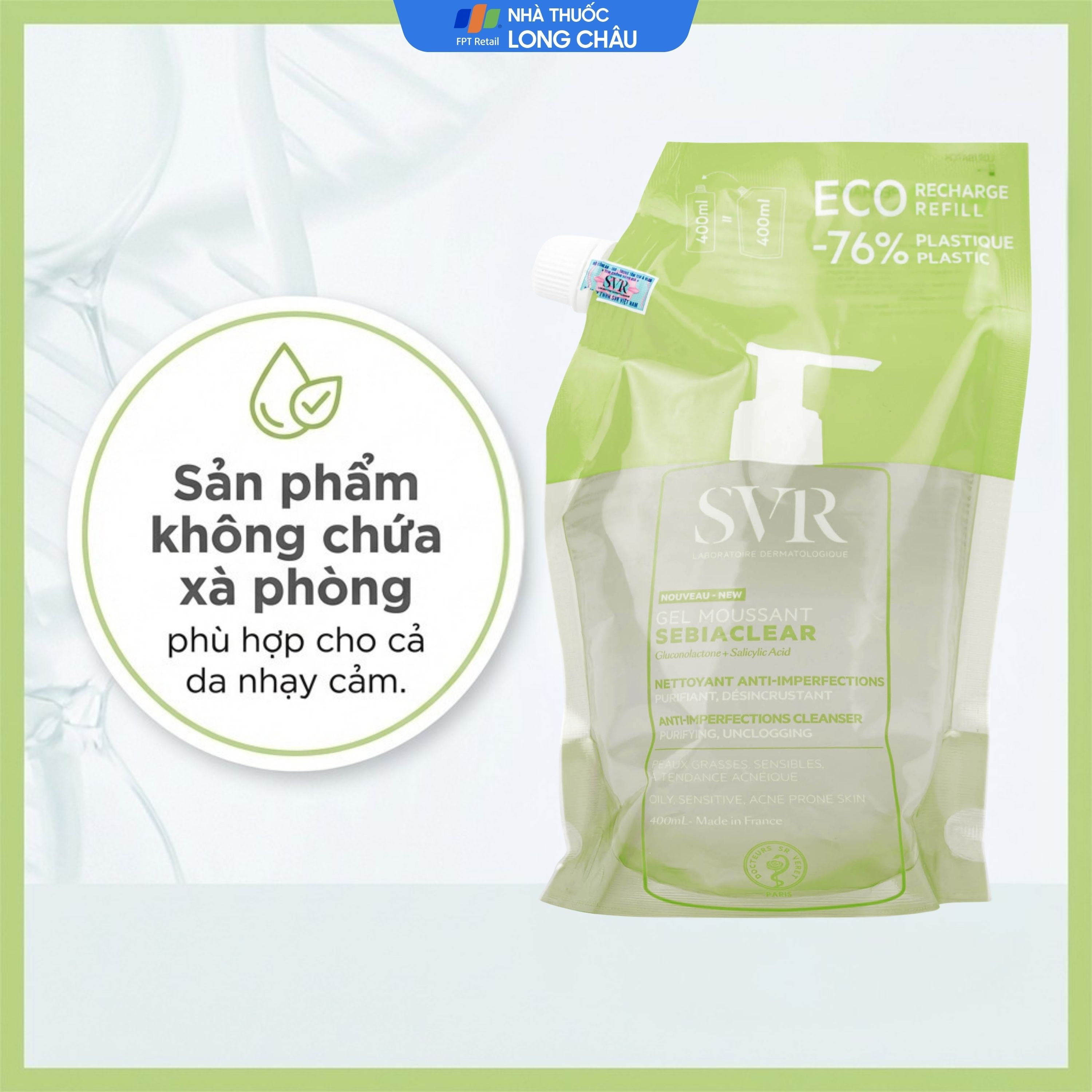Hình ảnh Gel rửa mặt SVR Sebiaclear Moussant làm sạch và giảm dầu cho da dầu (400ml)