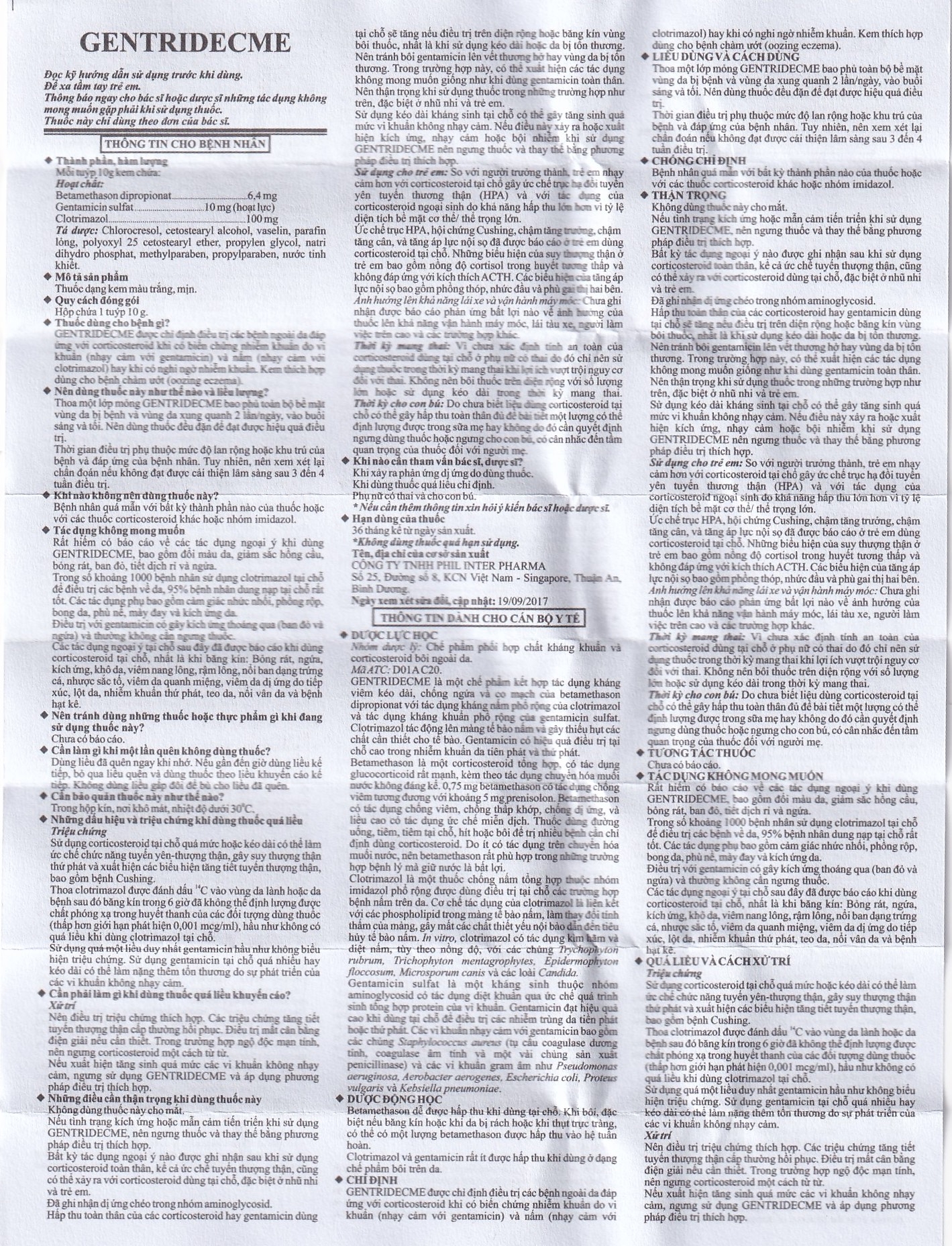 Hình ảnh Kem bôi da Gentridecme Cream Phil điều trị nhiễm trùng da, nấm da (10g)