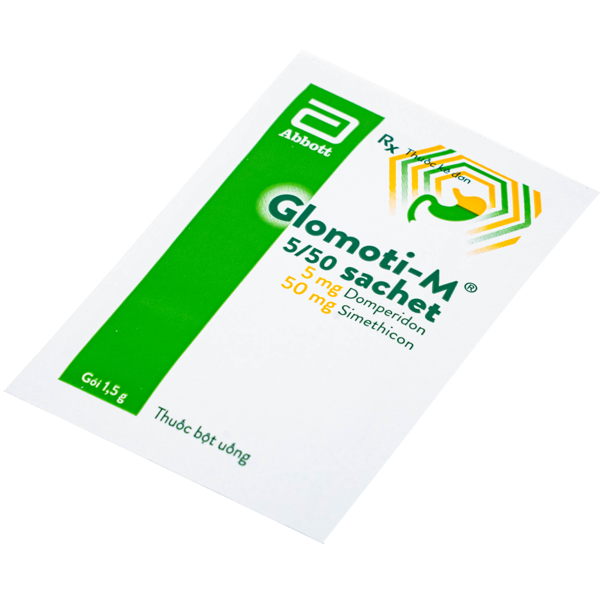 Hình ảnh Thuốc bột Glomoti-M 5/50mg sachet Abbott điều trị triệu chứng buồn nôn (25 gói x 1.5g)