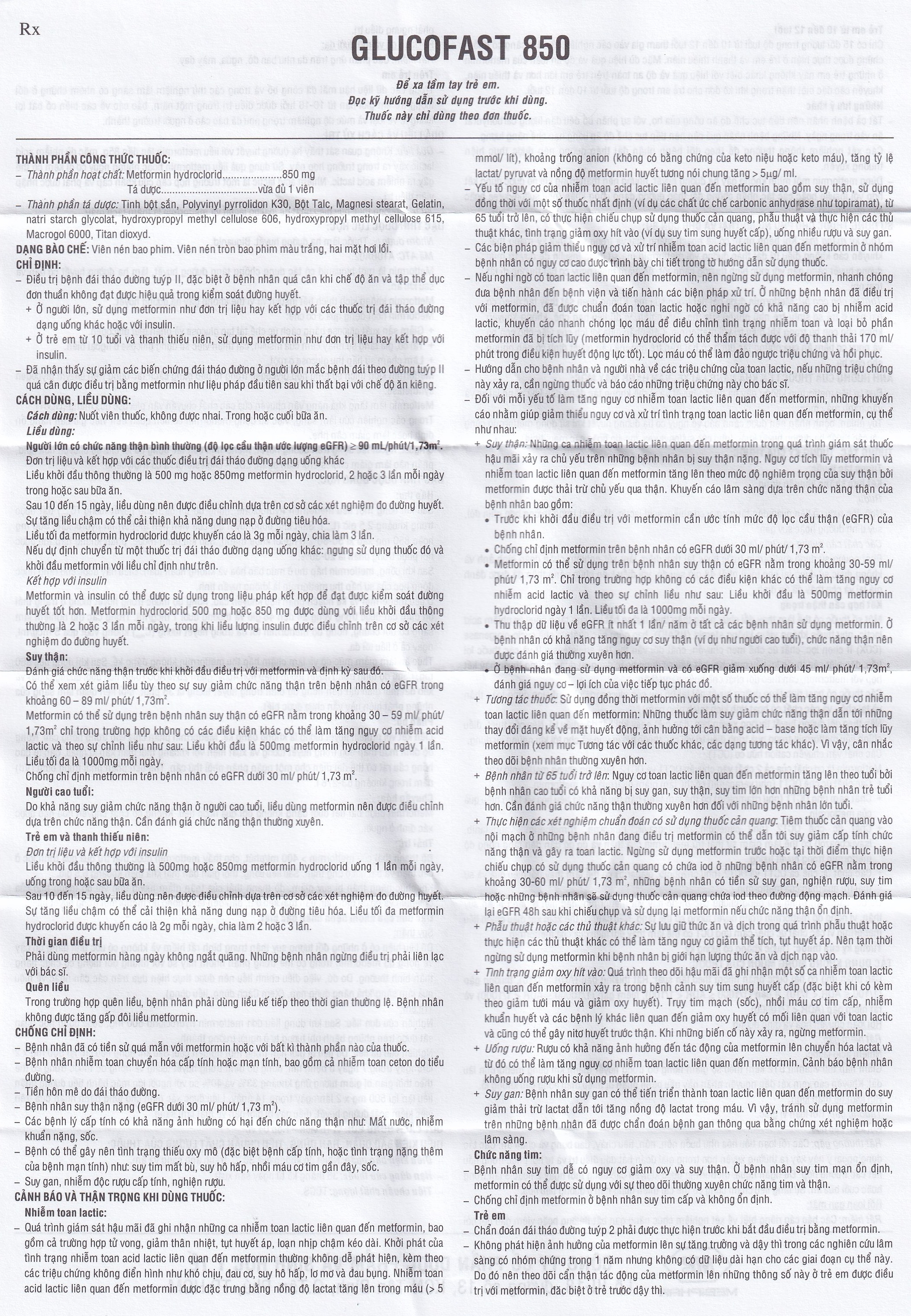 Hình ảnh Thuốc Glucofast 850 Mebiphar điều trị tiểu đường típ 2 (4 vỉ x 15 viên)