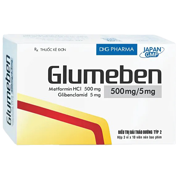 Hình ảnh Thuốc Glumeben 500/5mg DHG điều trị đái tháo đường týp 2 (3 vỉ 10 viên)