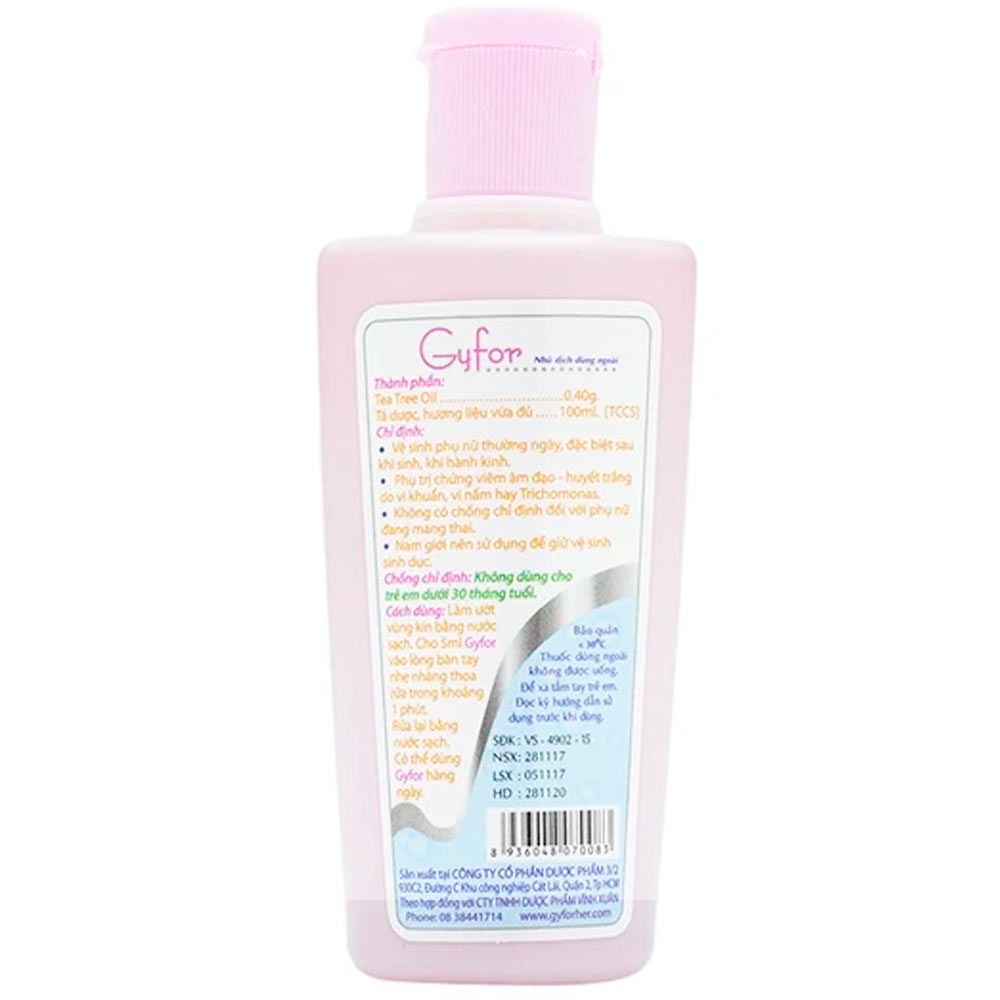 Hình ảnh Thuốc rửa phụ khoa Gyfor Dược 3-2 hỗ trợ vệ sinh phụ nữ hằng ngày, phụ trị viêm âm đạo, huyết trắng (100ml)