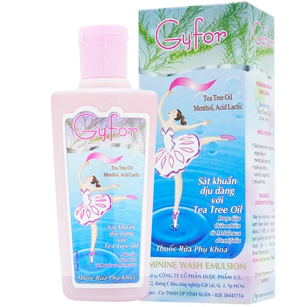 Hình ảnh Thuốc rửa phụ khoa Gyfor Dược 3-2 hỗ trợ vệ sinh phụ nữ hằng ngày, phụ trị viêm âm đạo, huyết trắng (100ml)