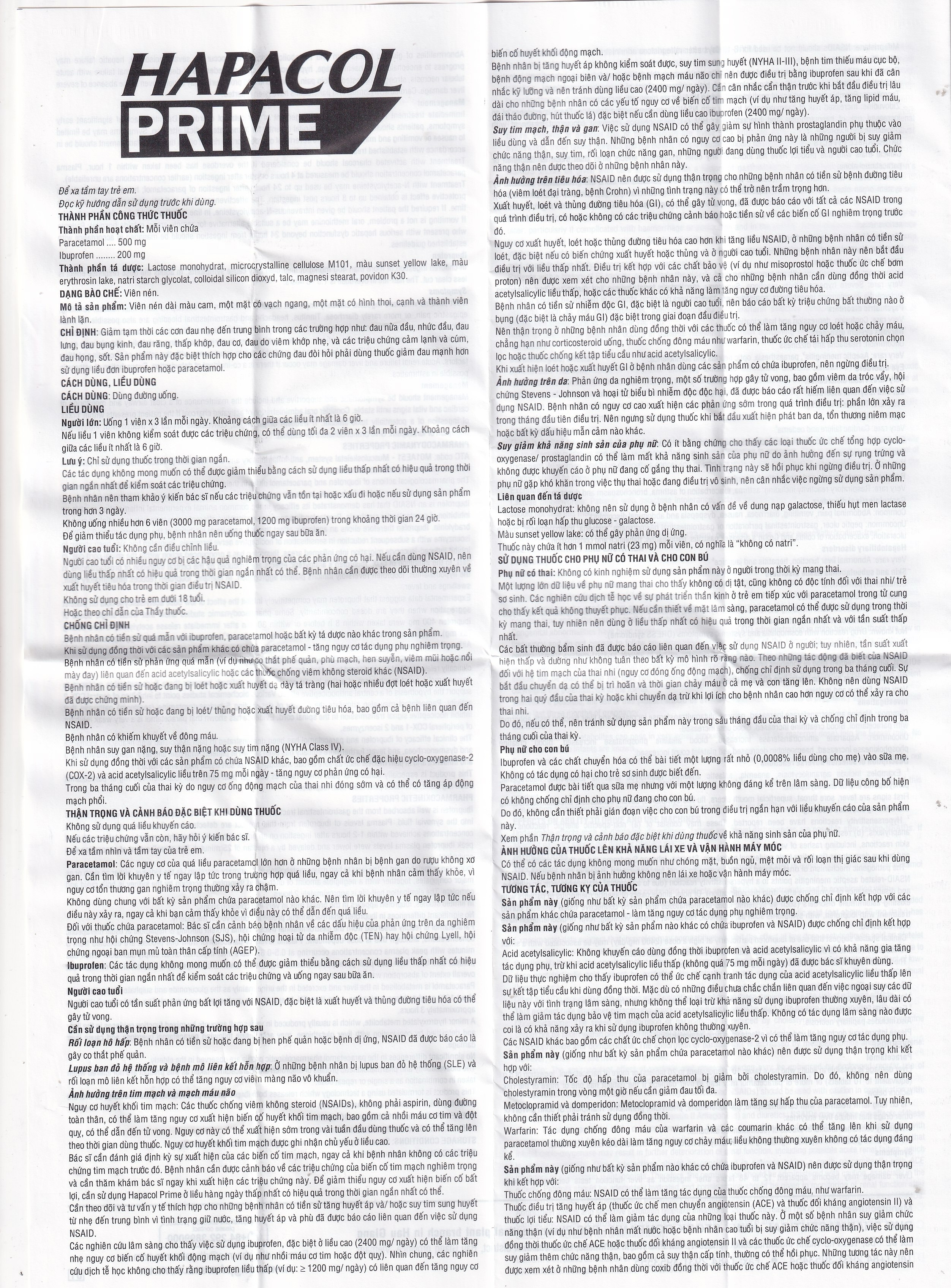 Hình ảnh Hapacol Prime Đau Nhức Kháng Viêm Dhg Pharma 10X10