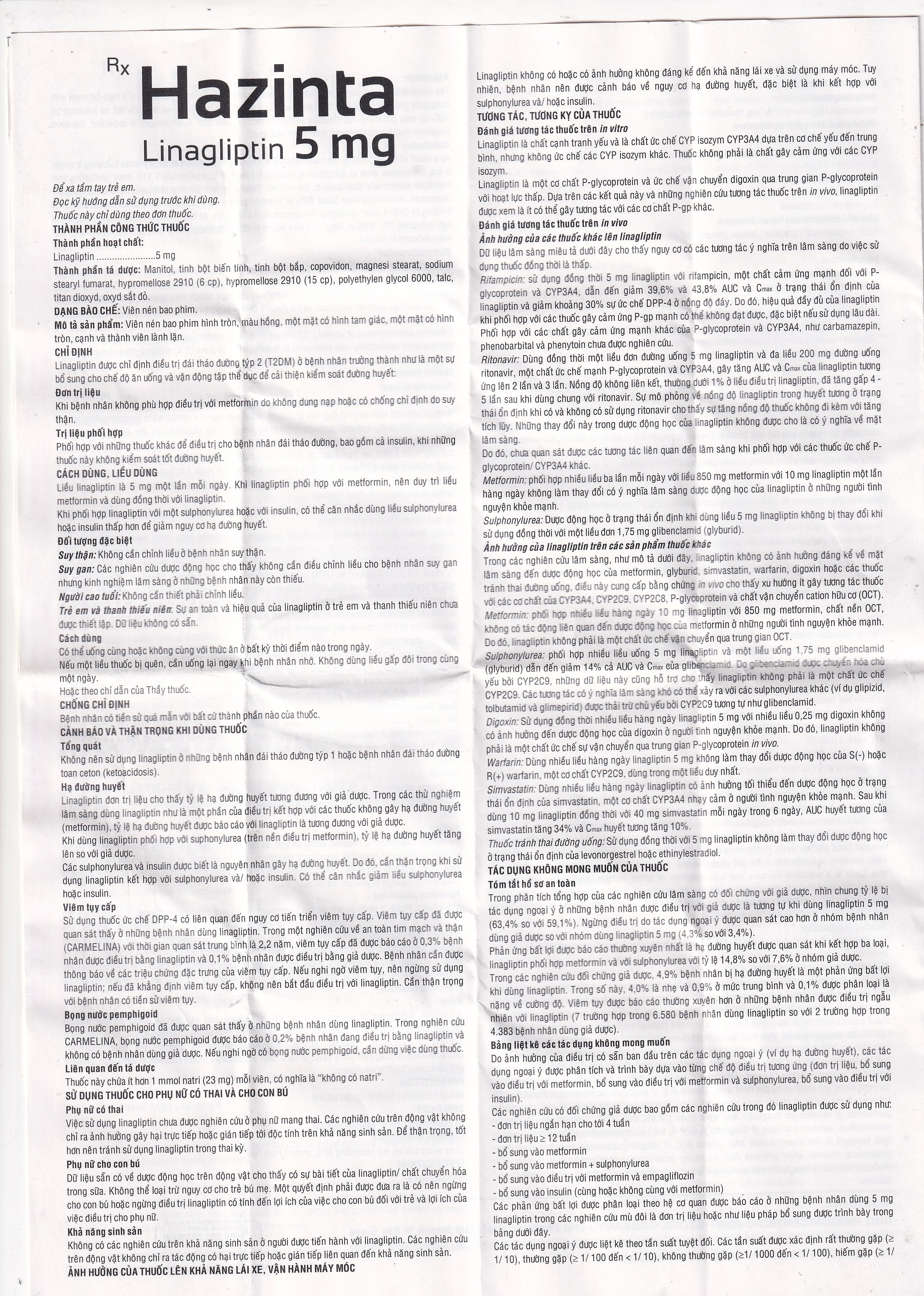 Hình ảnh Thuốc Hazinta 5 DHG điều trị đái tháo đường típ 2 (3 vỉ x 10 viên)