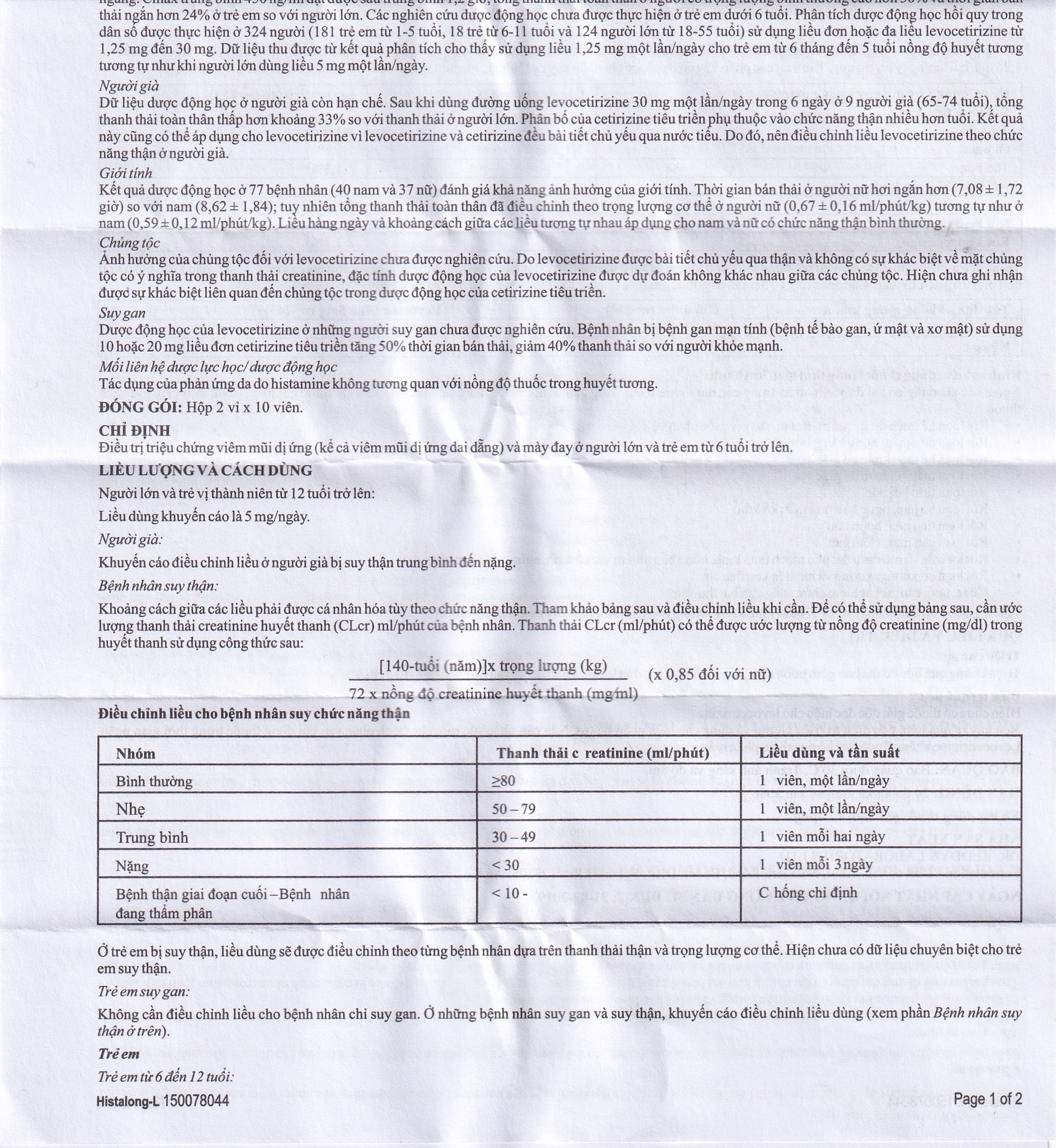 Hình ảnh Thuốc Histalong - L 5mg Dr. Reddy điều trị triệu chứng viêm mũi dị ứng (2 vỉ x 10 viên)