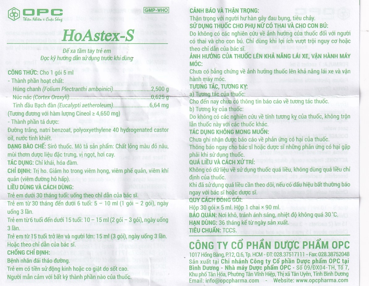 Hình ảnh Siro HoAstex 90ml OPC dùng trị ho, giảm ho trong viêm họng, viêm phế quản