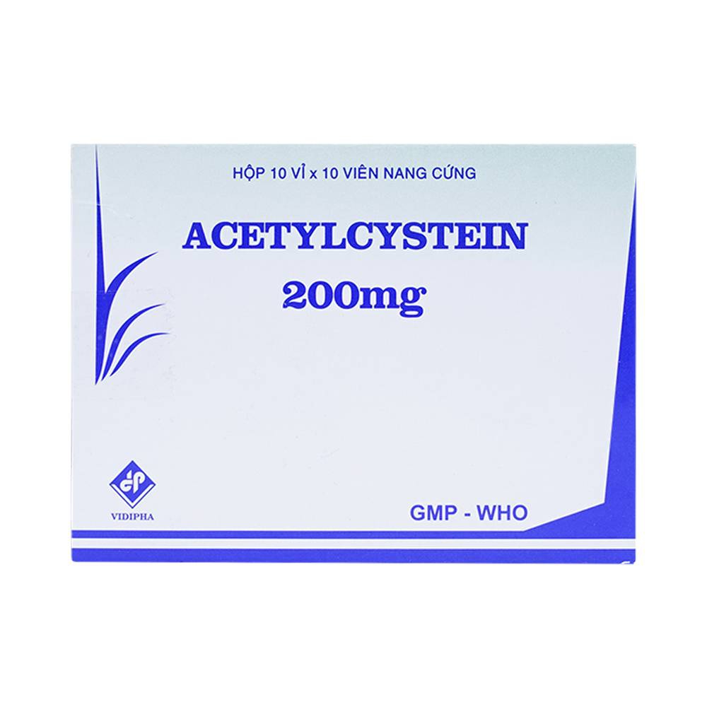 Thuốc Acetylcystein 200mg Vidipha tiêu nhầy trong bệnh viêm phế quản, bệnh nhầy nhớt (10 vỉ x 10 viên)