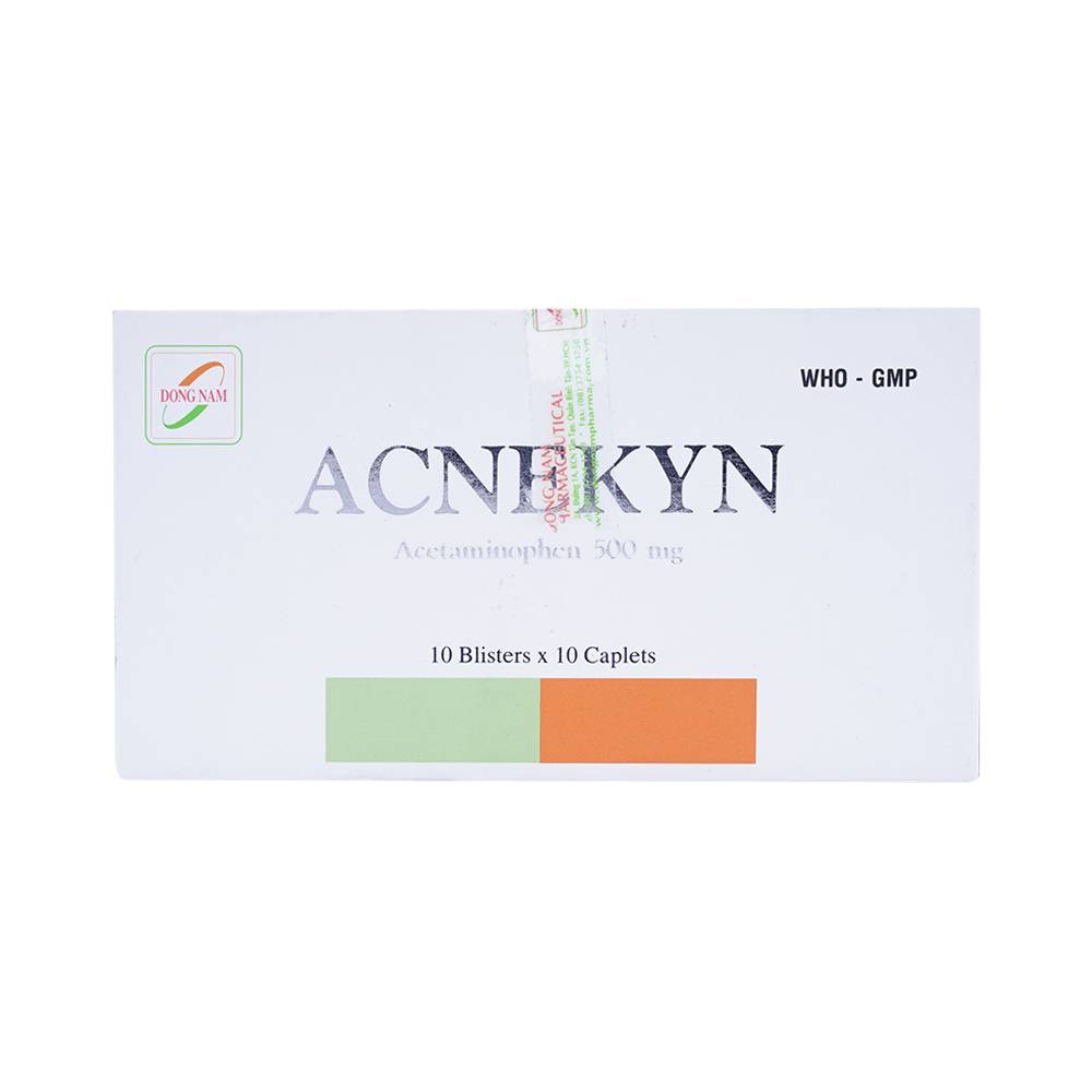 Thuốc Acnekyn 500mg Đông Nam điều trị các chứng đau và sốt từ nhẹ đến vừ (10 vỉ x 10 viên)